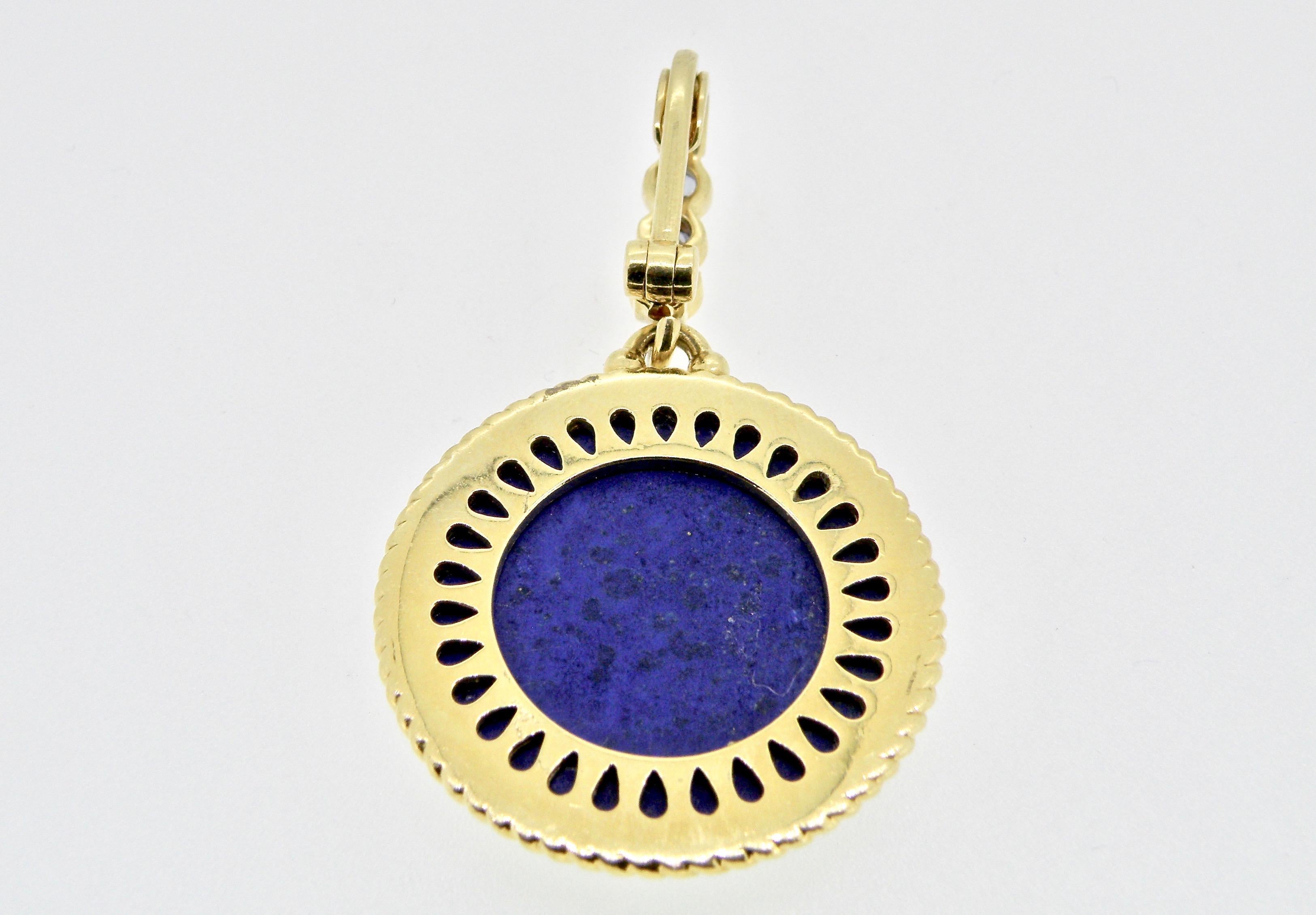 Contemporary Lapis Lazuli Star Pendant with Gold Bezel For Sale