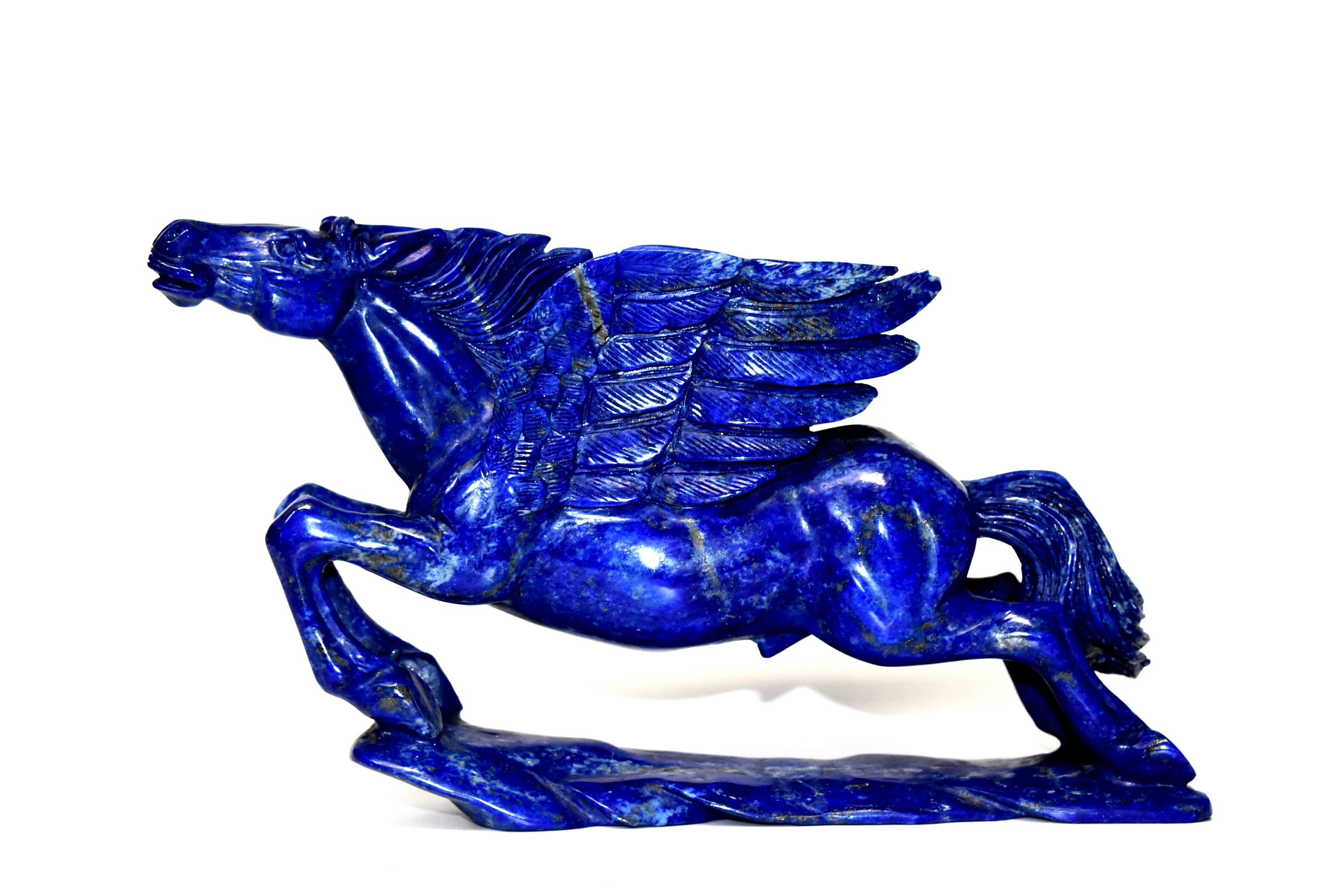 Lapis Lazuli Statue, 4.5 Lb Pegasus Sculpture by Known Artist 4