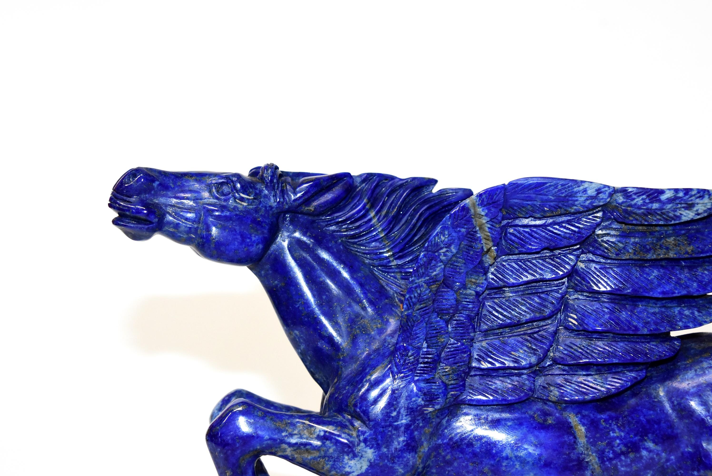 Lapis Lazuli Statue, 4.5 Lb Pegasus Sculpture by Known Artist 5