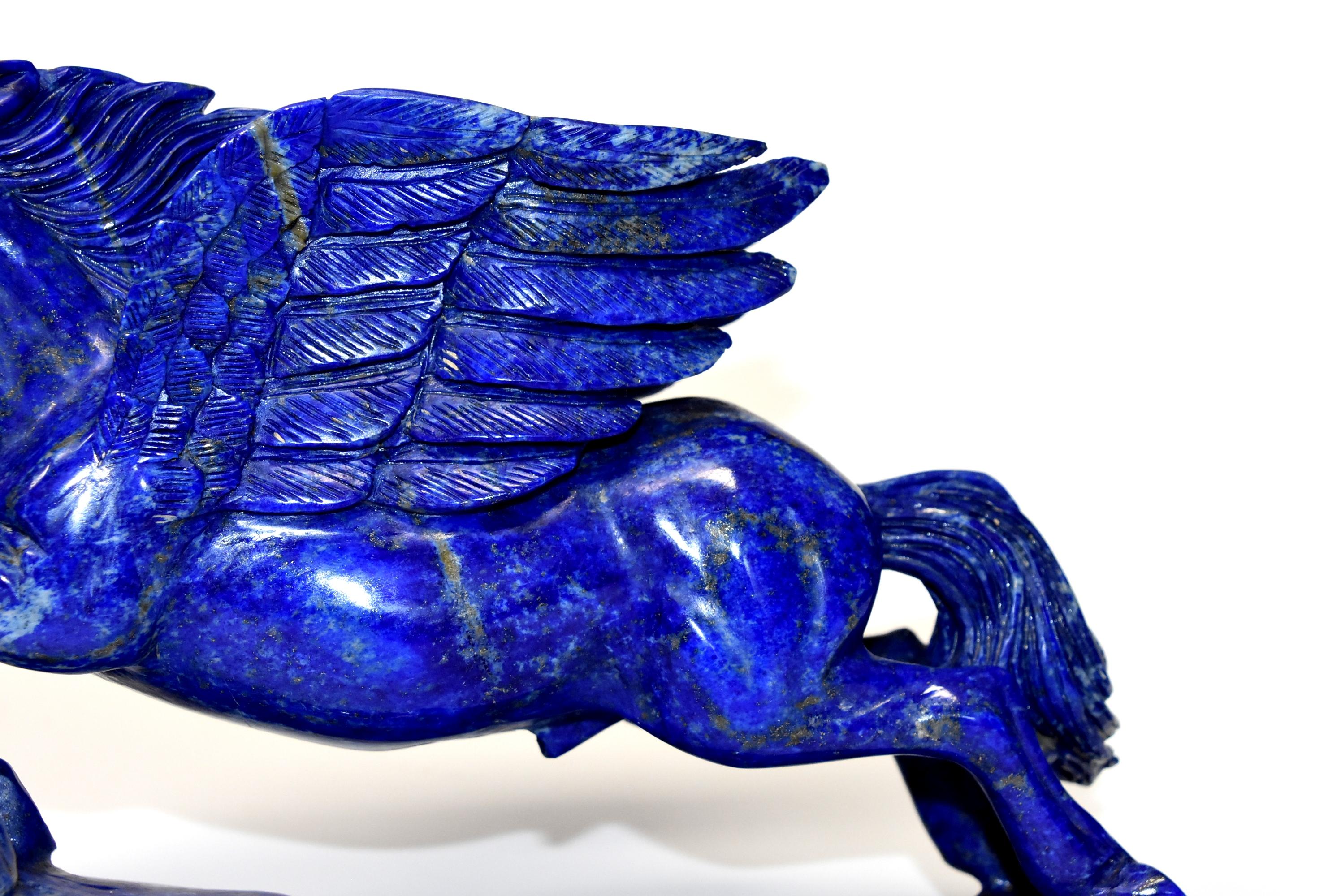 Lapis Lazuli Statue, 4.5 Lb Pegasus Sculpture by Known Artist 7