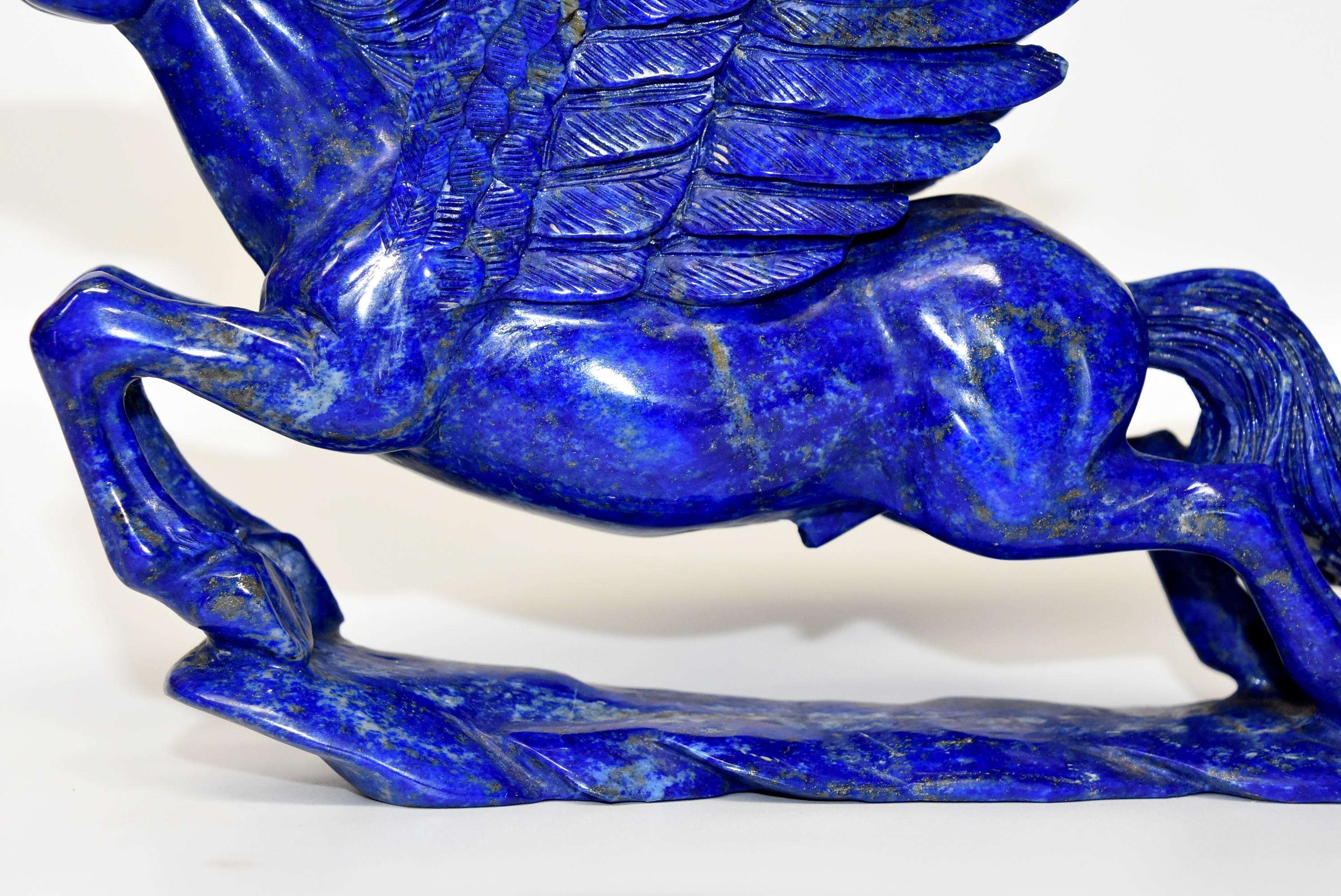Lapis Lazuli Statue, 4.5 Lb Pegasus Sculpture by Known Artist 8