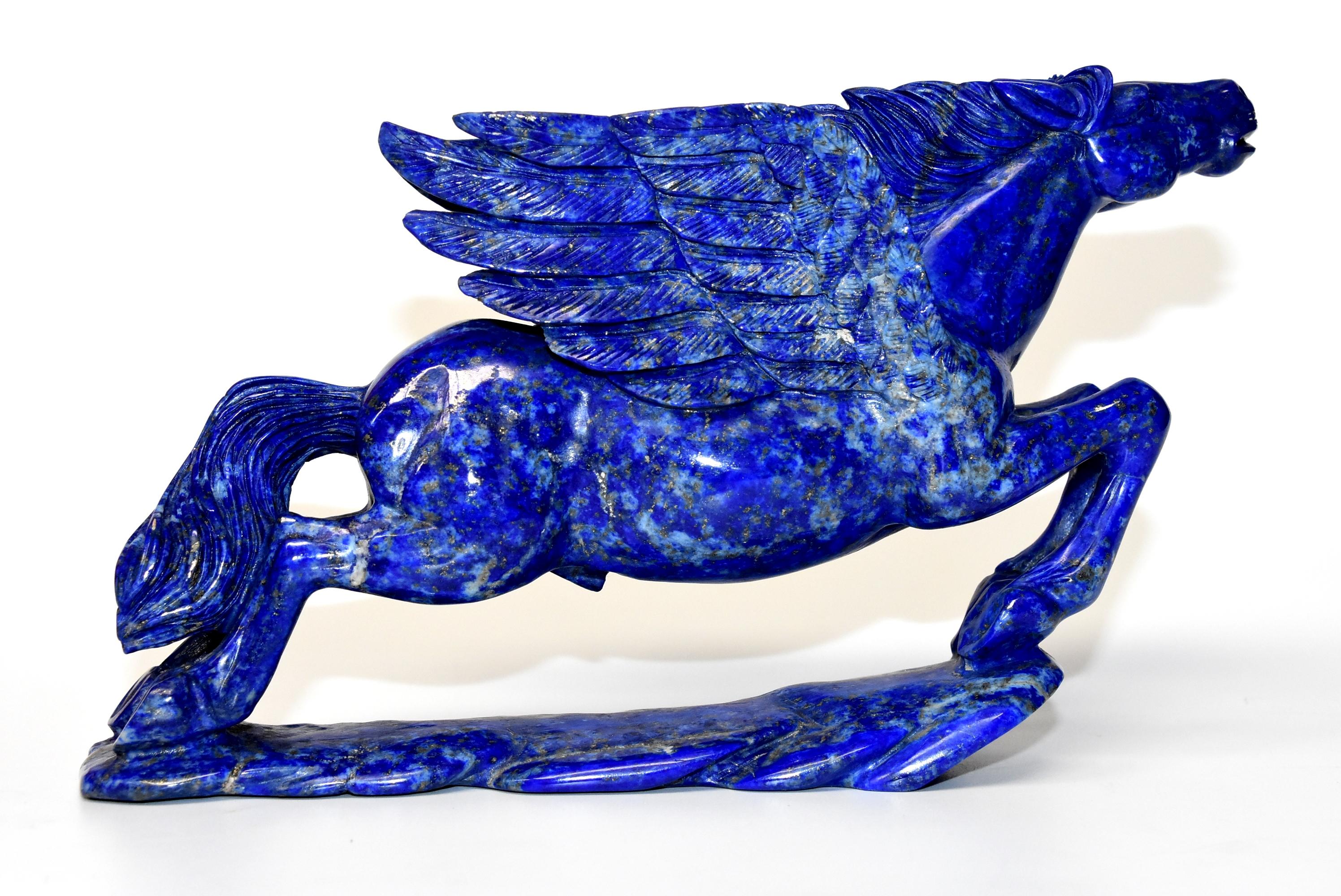 Lapis Lazuli Statue, 4.5 Lb Pegasus Sculpture by Known Artist 9