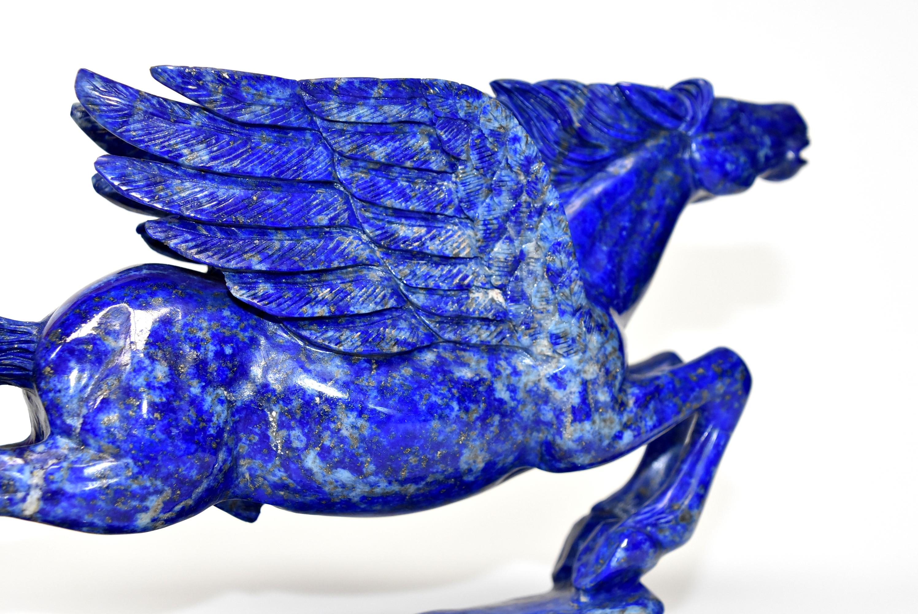 Lapis Lazuli Statue, 4.5 Lb Pegasus Sculpture by Known Artist 10