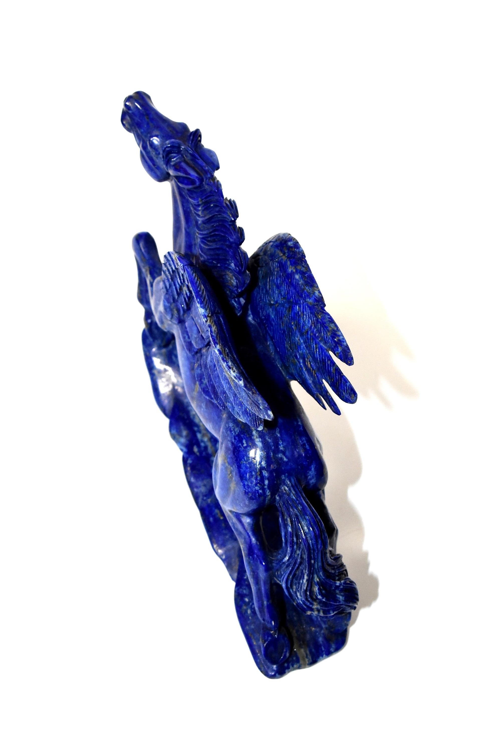 Lapis Lazuli Statue, 4.5 Lb Pegasus Sculpture by Known Artist 11