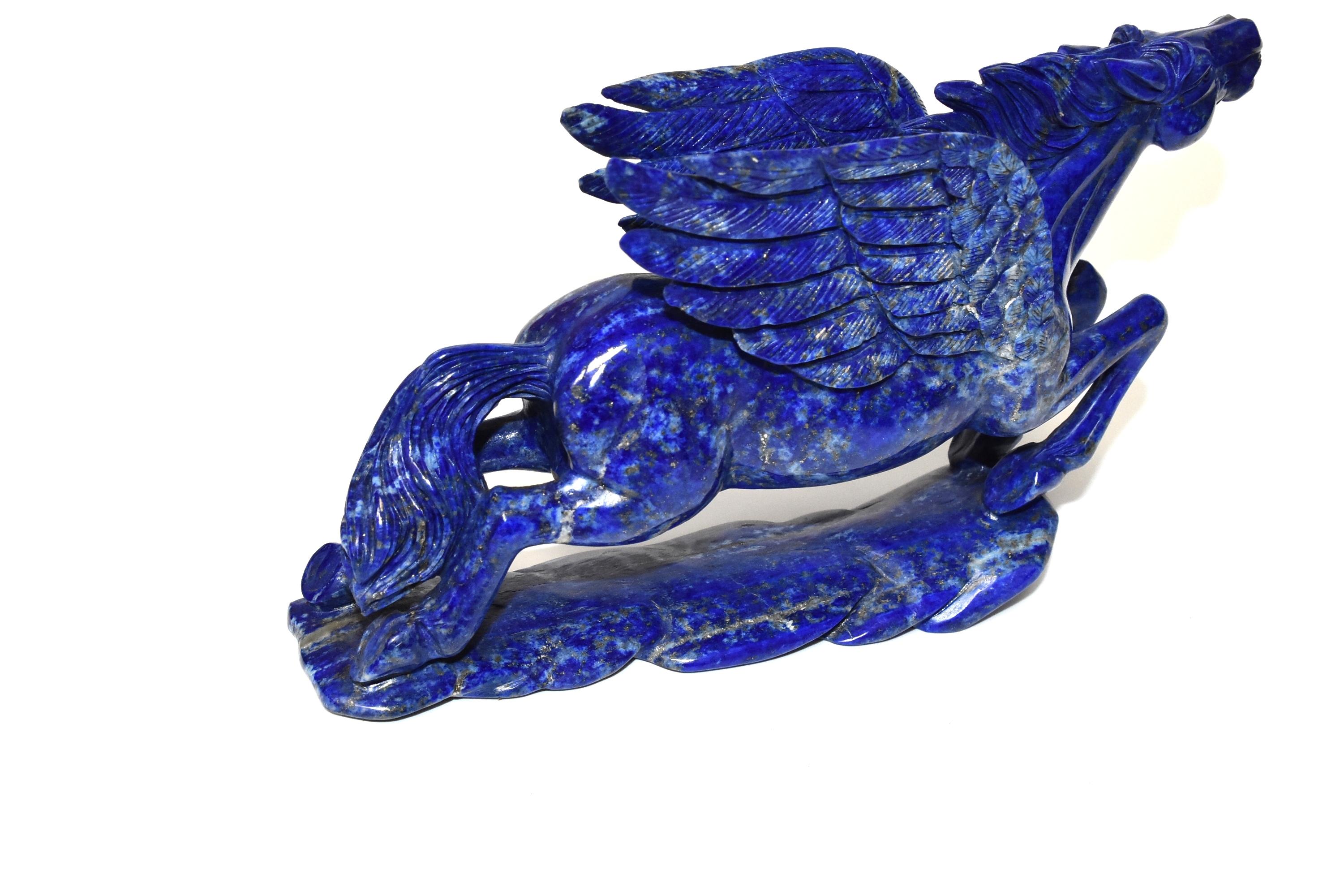 Lapis Lazuli Statue, 4.5 Lb Pegasus Sculpture by Known Artist 12