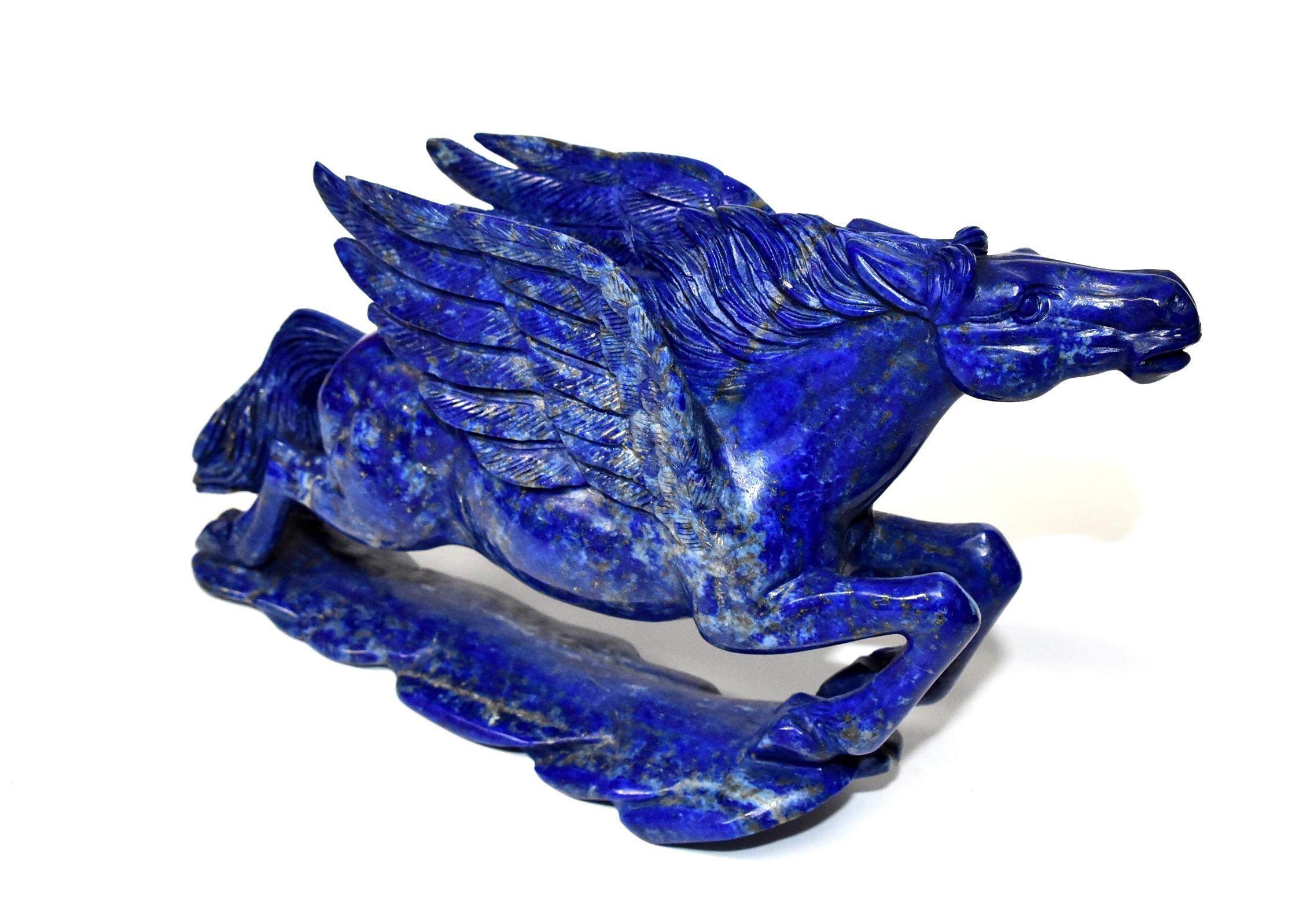 Lapis Lazuli Statue, 4.5 Lb Pegasus Sculpture by Known Artist 13