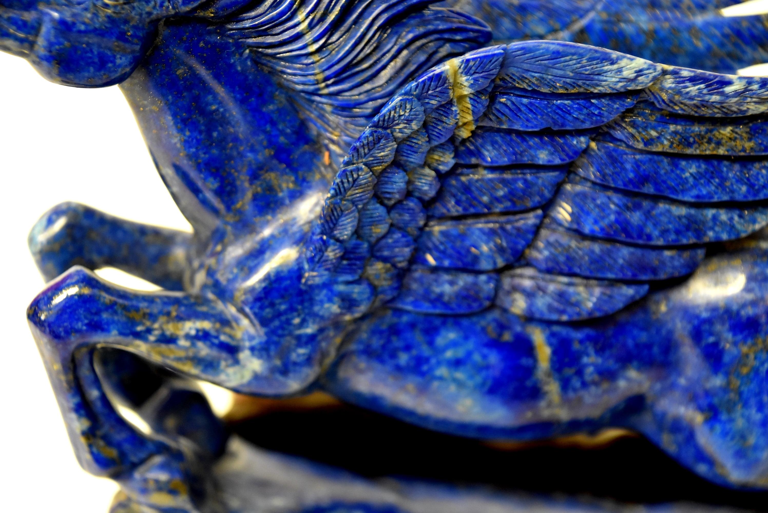Lapis Lazuli Statue, 4.5 Lb Pegasus Sculpture by Known Artist 14