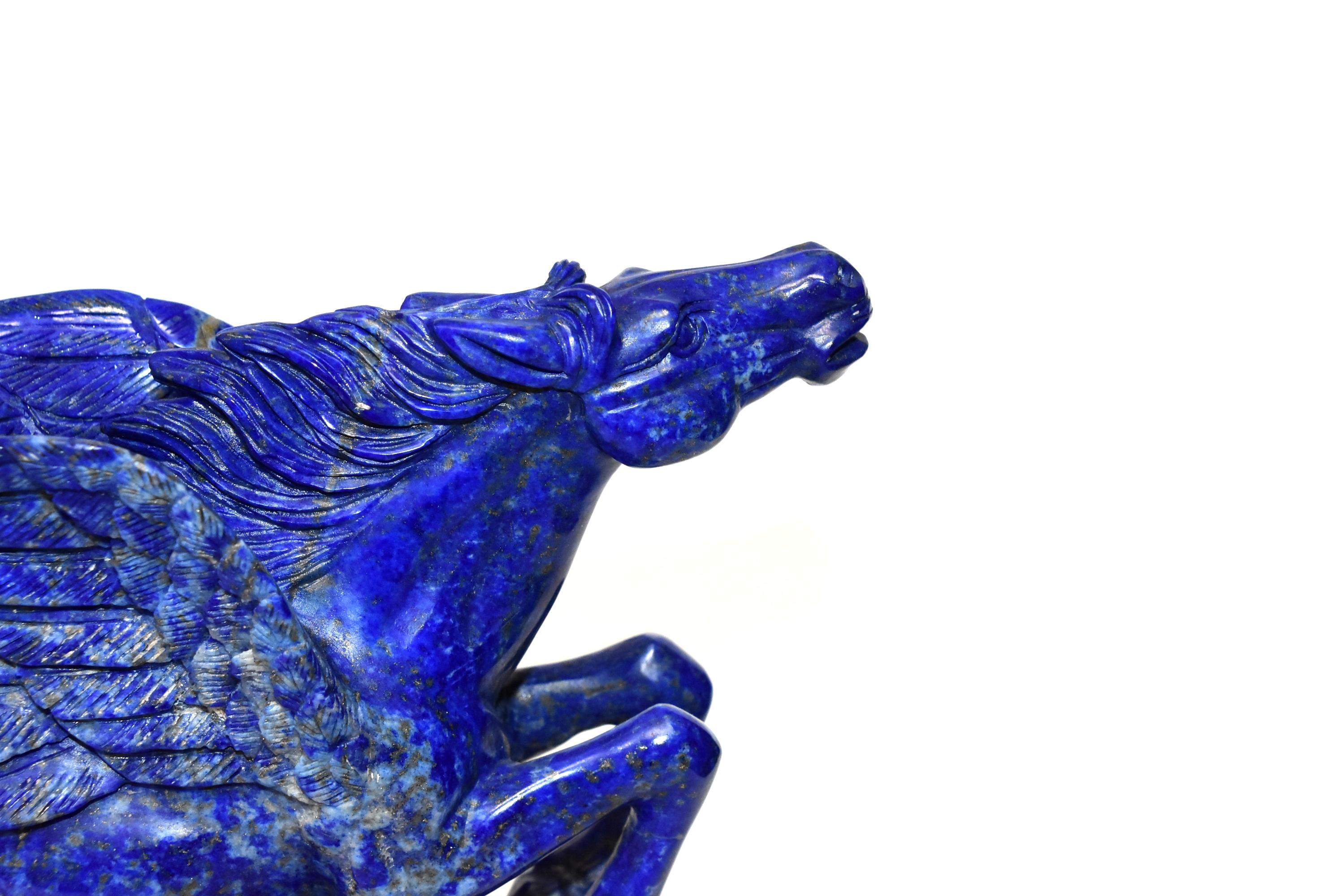 Lapis Lazuli Statue, 4.5 Lb Pegasus Sculpture by Known Artist 1