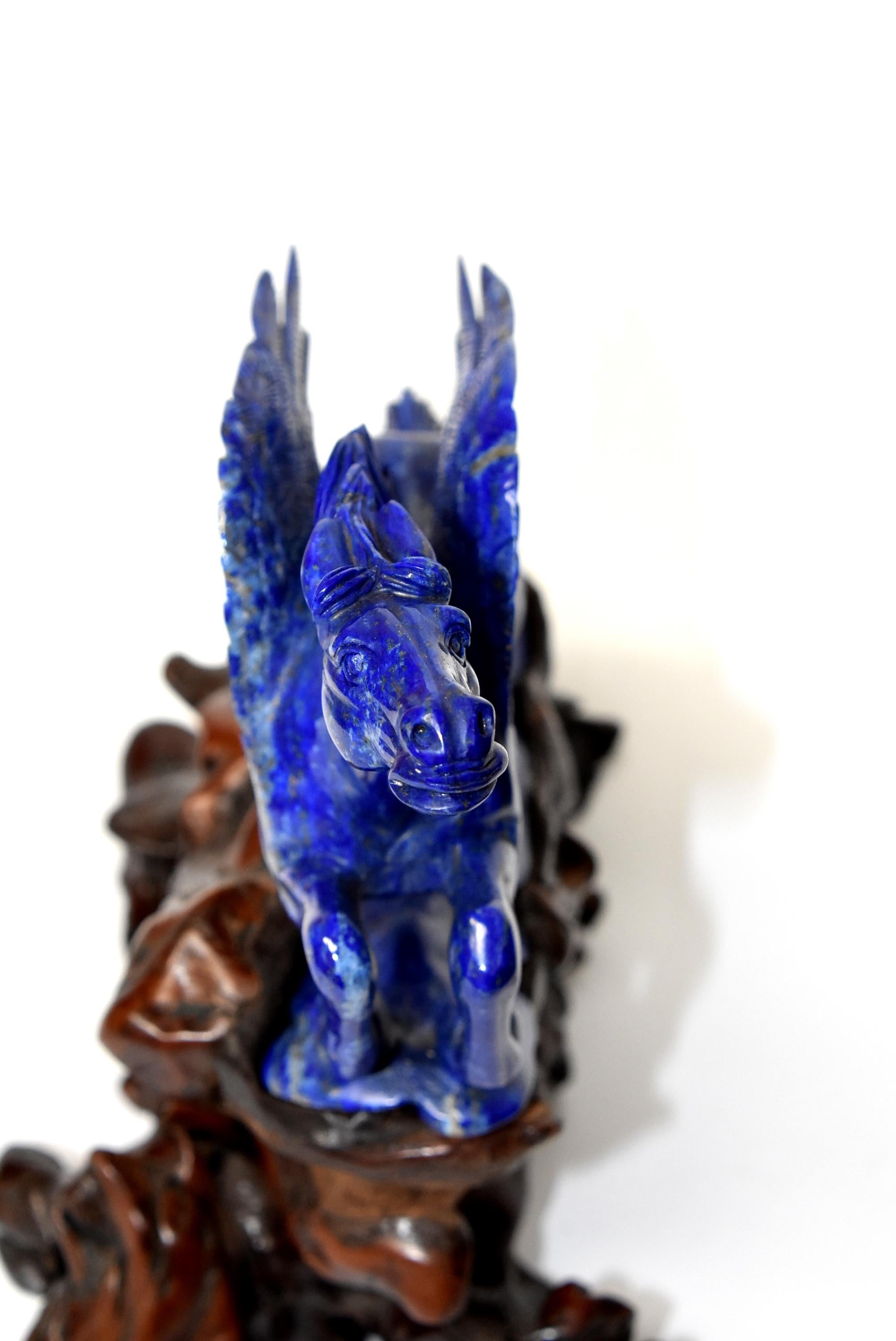 Lapis Lazuli Statue, 4.5 Lb Pegasus Sculpture by Known Artist 3
