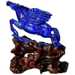 Lapis Lazuli Statue, 4.5 Lb Pegasus Sculpture by Known Artist