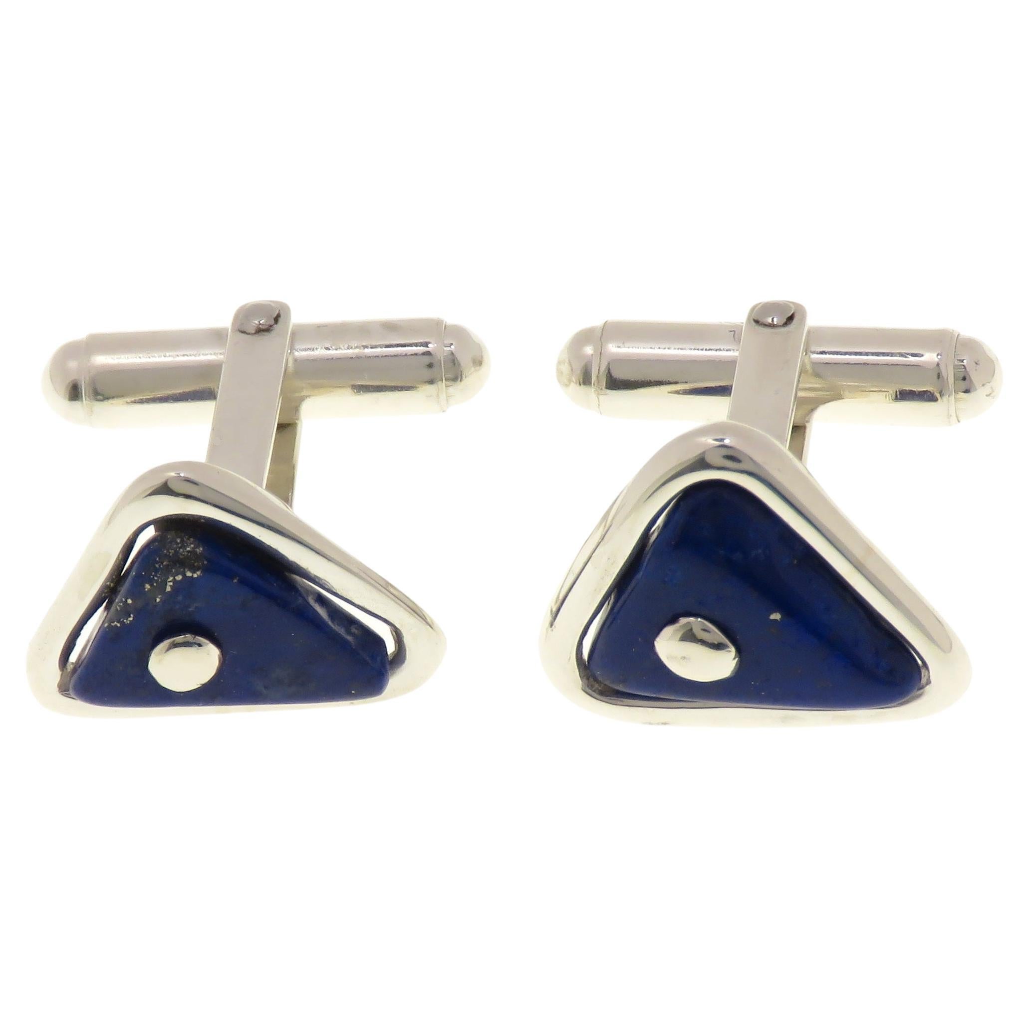 Lapis Lazuli Sterling Silver Cufflinks Handcrafted in Italy