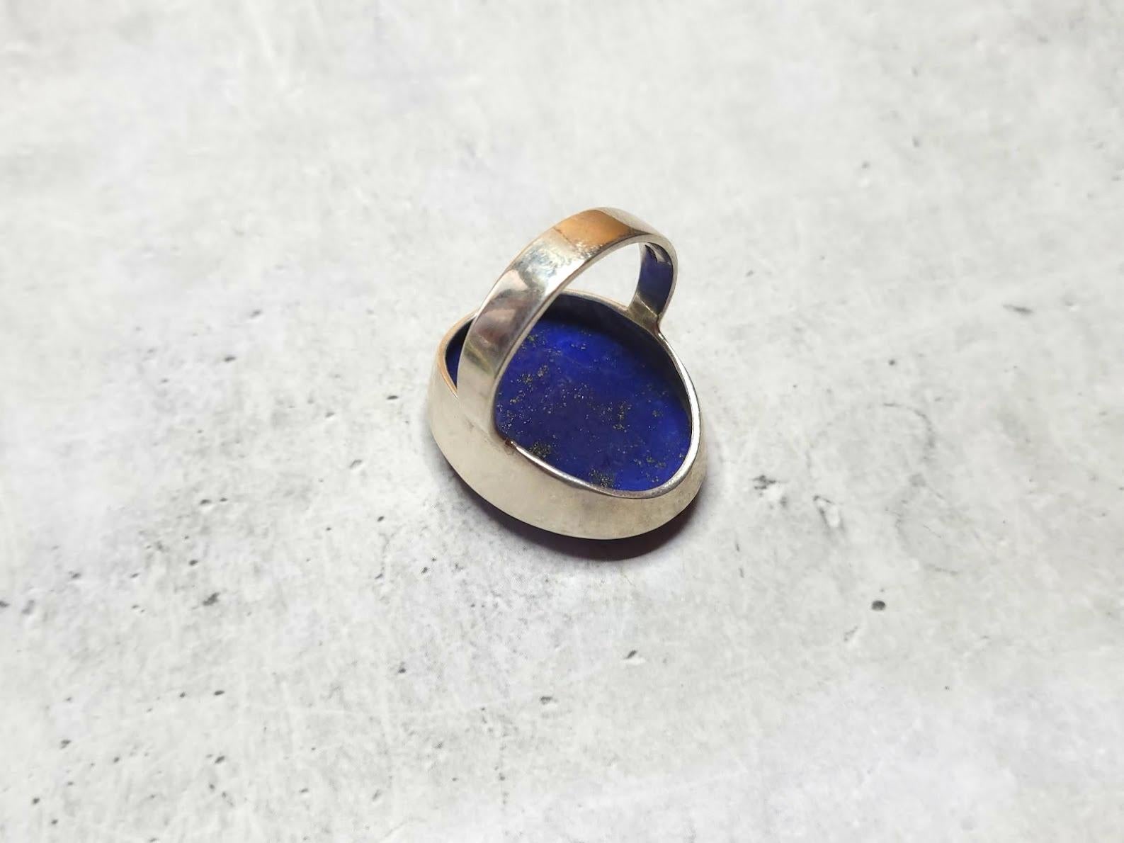 Modern Lapis Lazuli Sterling Silver Ring For Sale