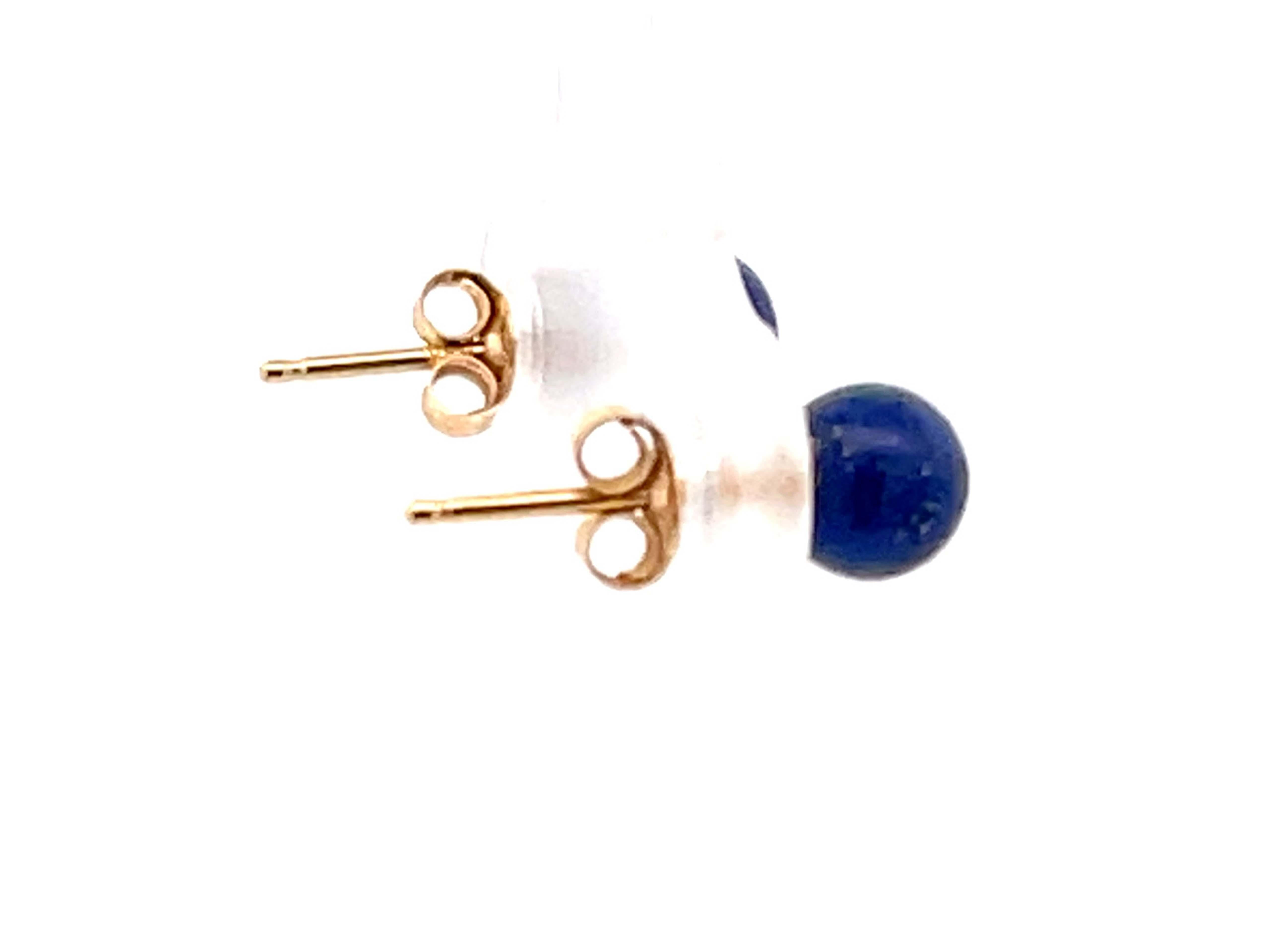Modern Lapis Lazuli Stud Earrings in 14k Yellow Gold