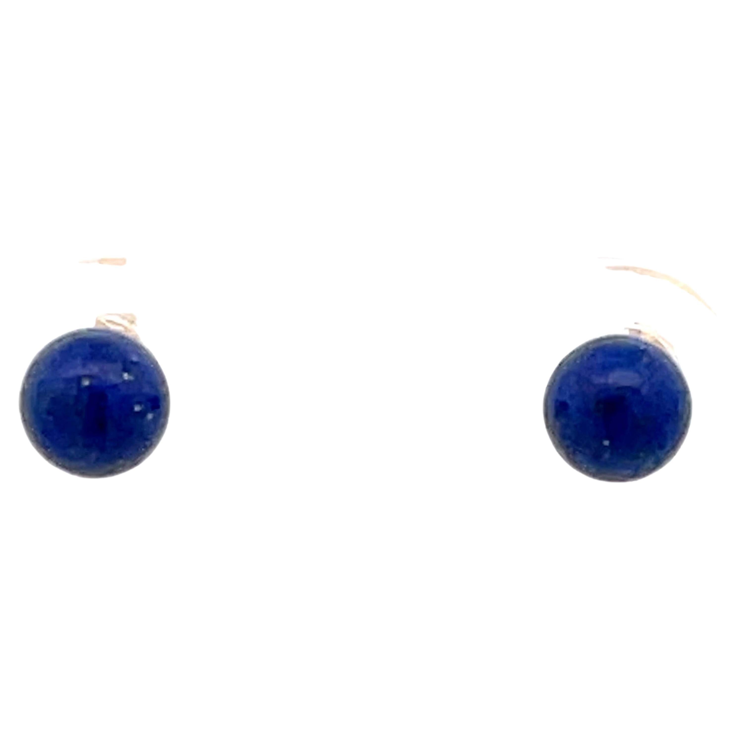 Lapis Lazuli Stud Earrings in 14k Yellow Gold