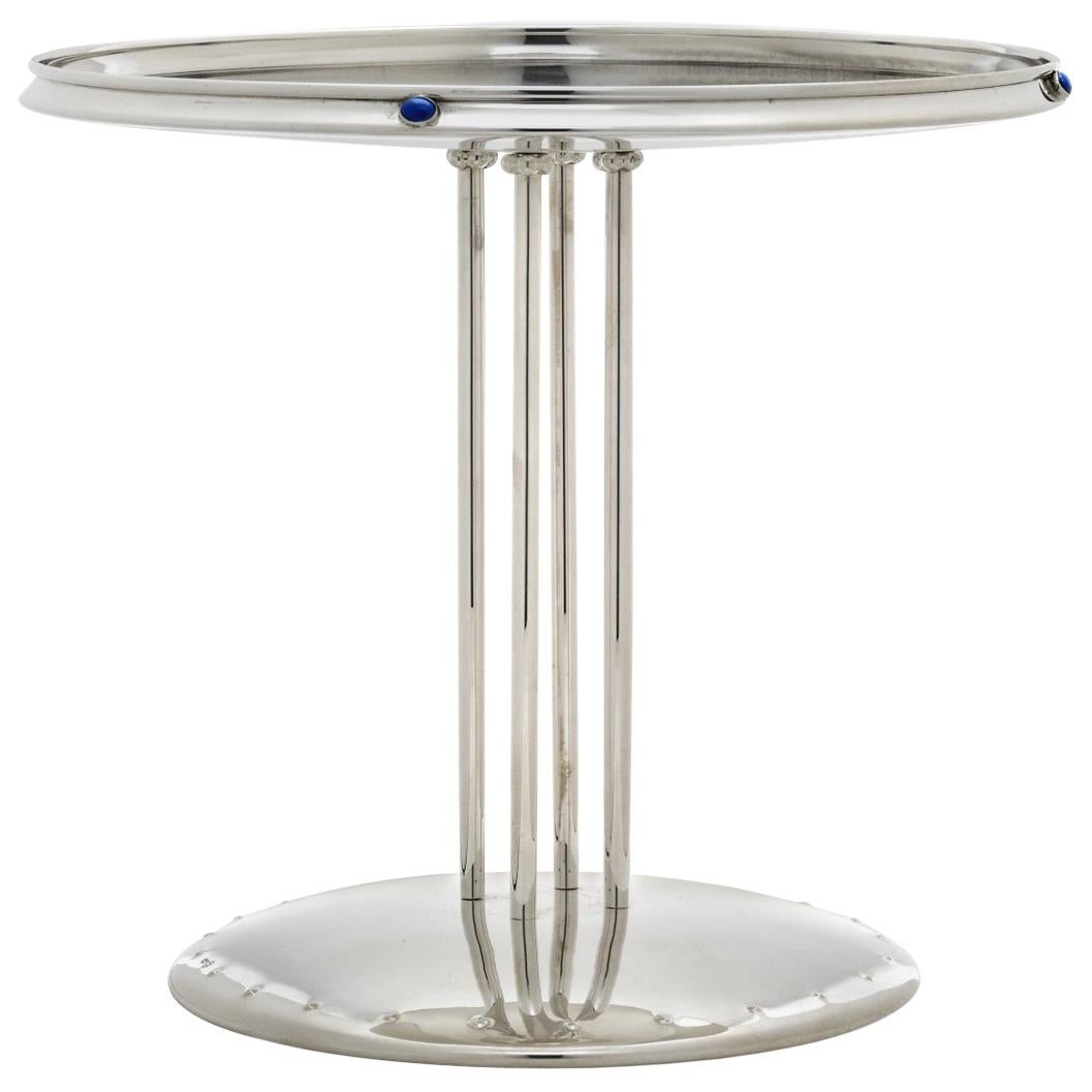 Lapis Lazuli Tall Centerpiece in Solid Silver by Josef Hoffmann For Sale
