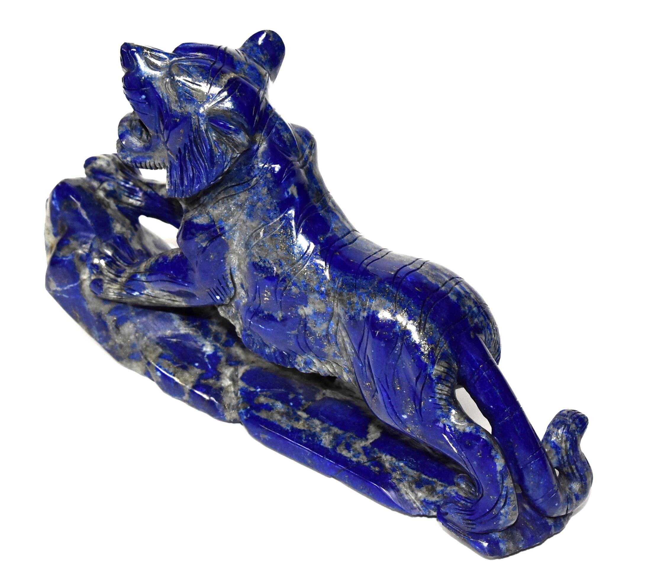 Lapis Lazuli Tiger Sculpture, Natural 3 lb Statue 2