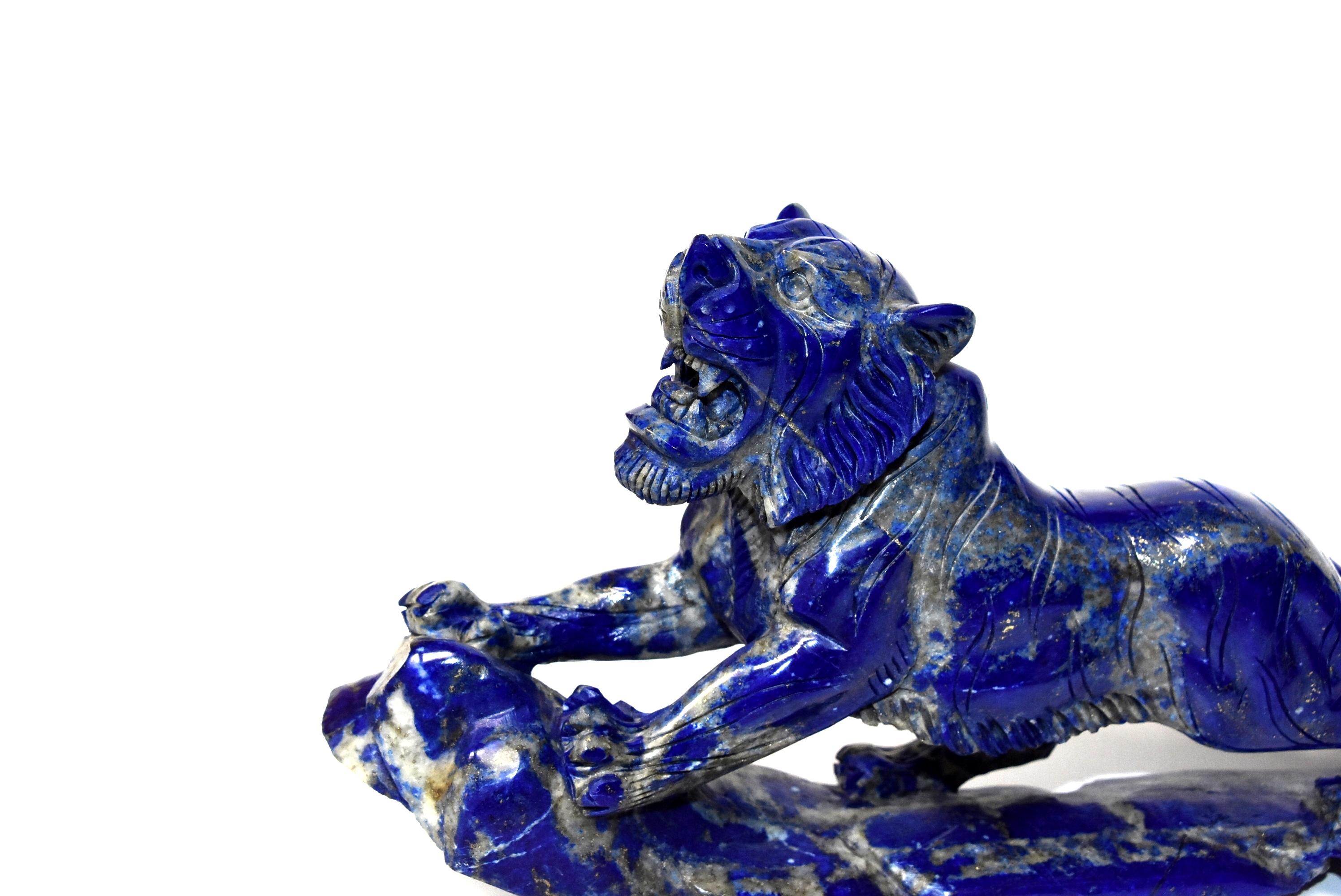 Lapis Lazuli Tiger Sculpture, Natural 3 lb Statue 4