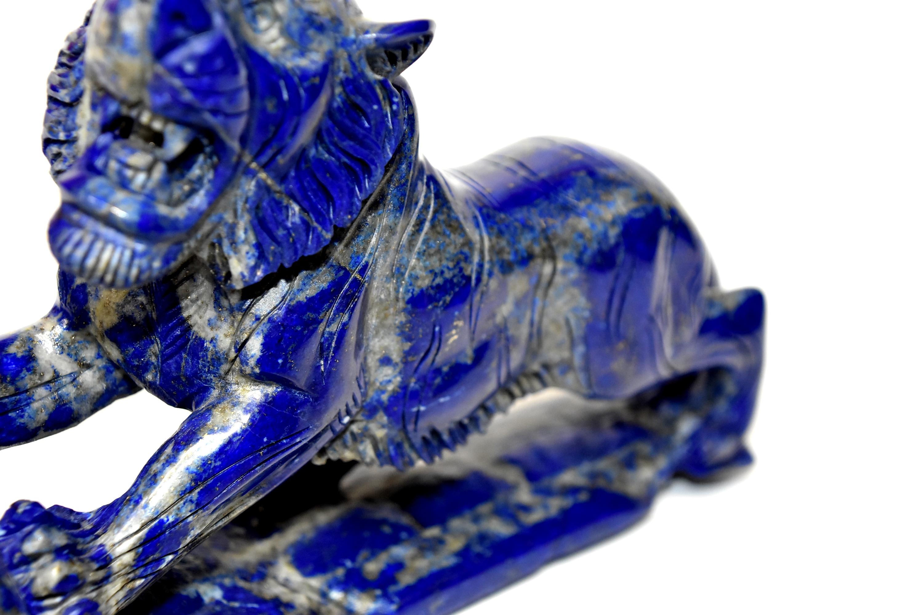 Lapis Lazuli Tiger Sculpture, Natural 3 lb Statue 5