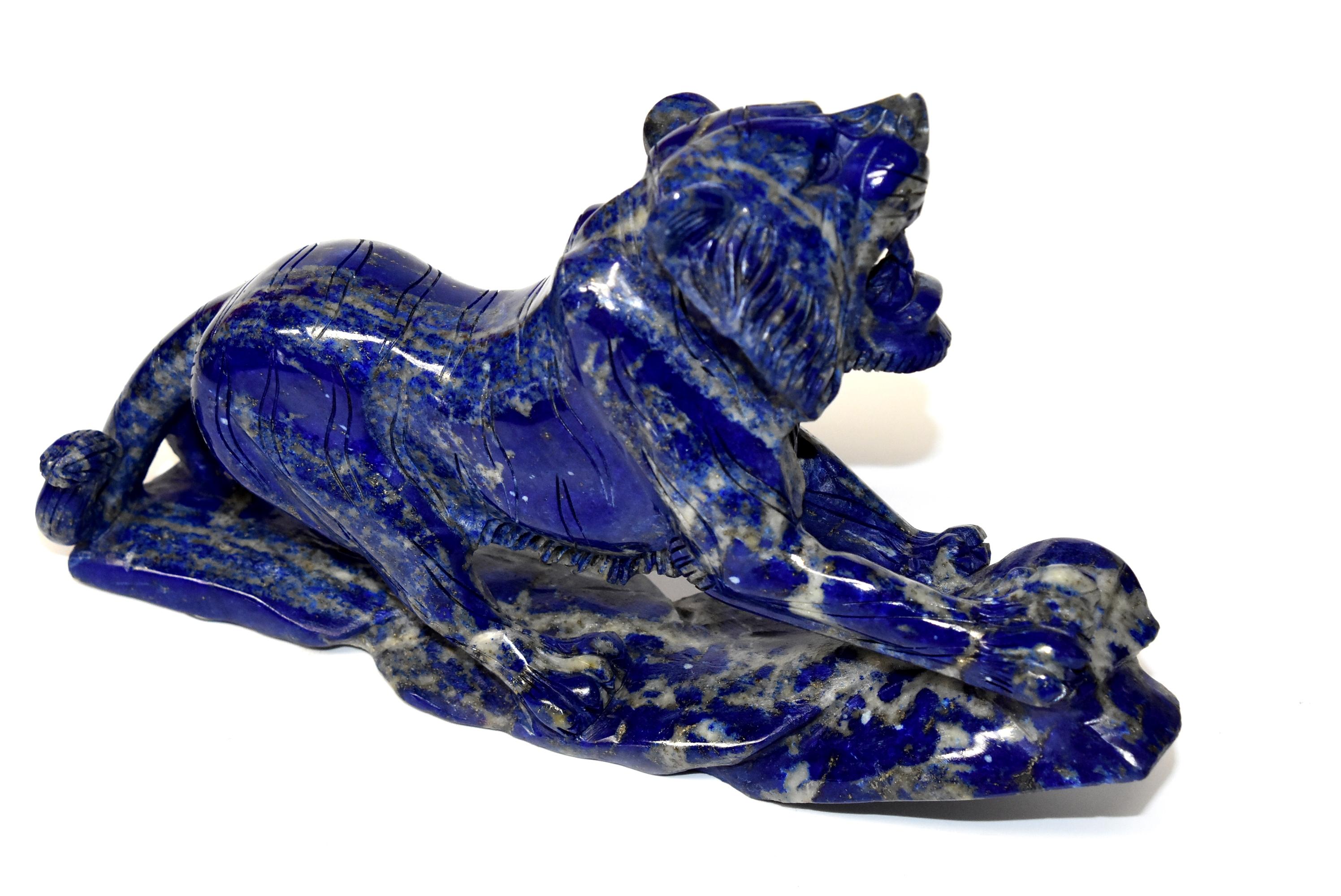 Lapis Lazuli Tiger Sculpture, Natural 3 lb Statue 9