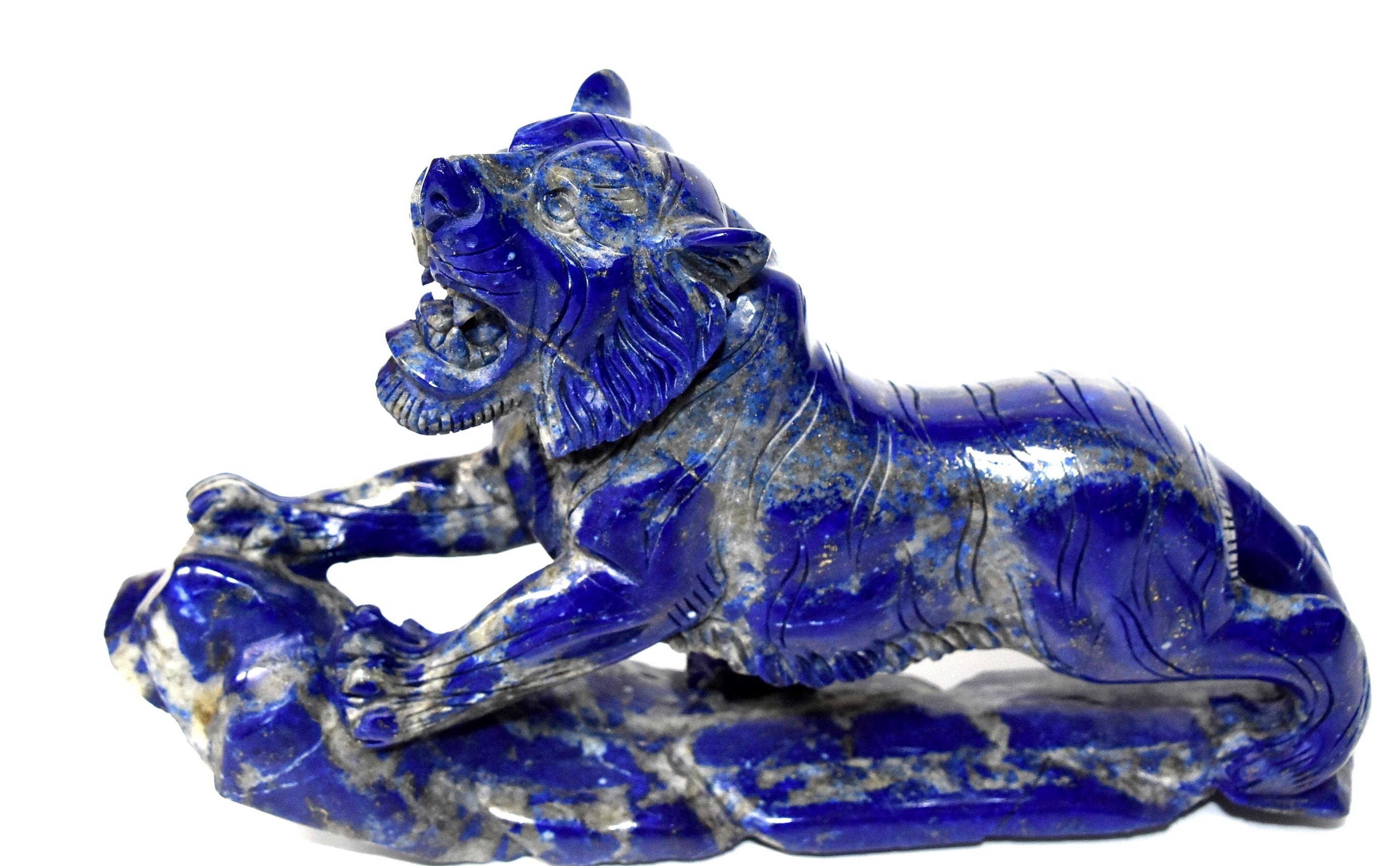 Afghan Lapis Lazuli Tiger Sculpture, Natural 3 lb Statue