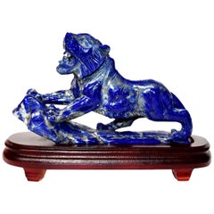 Lapis Lazuli Tiger Sculpture, Natural 3 lb Statue