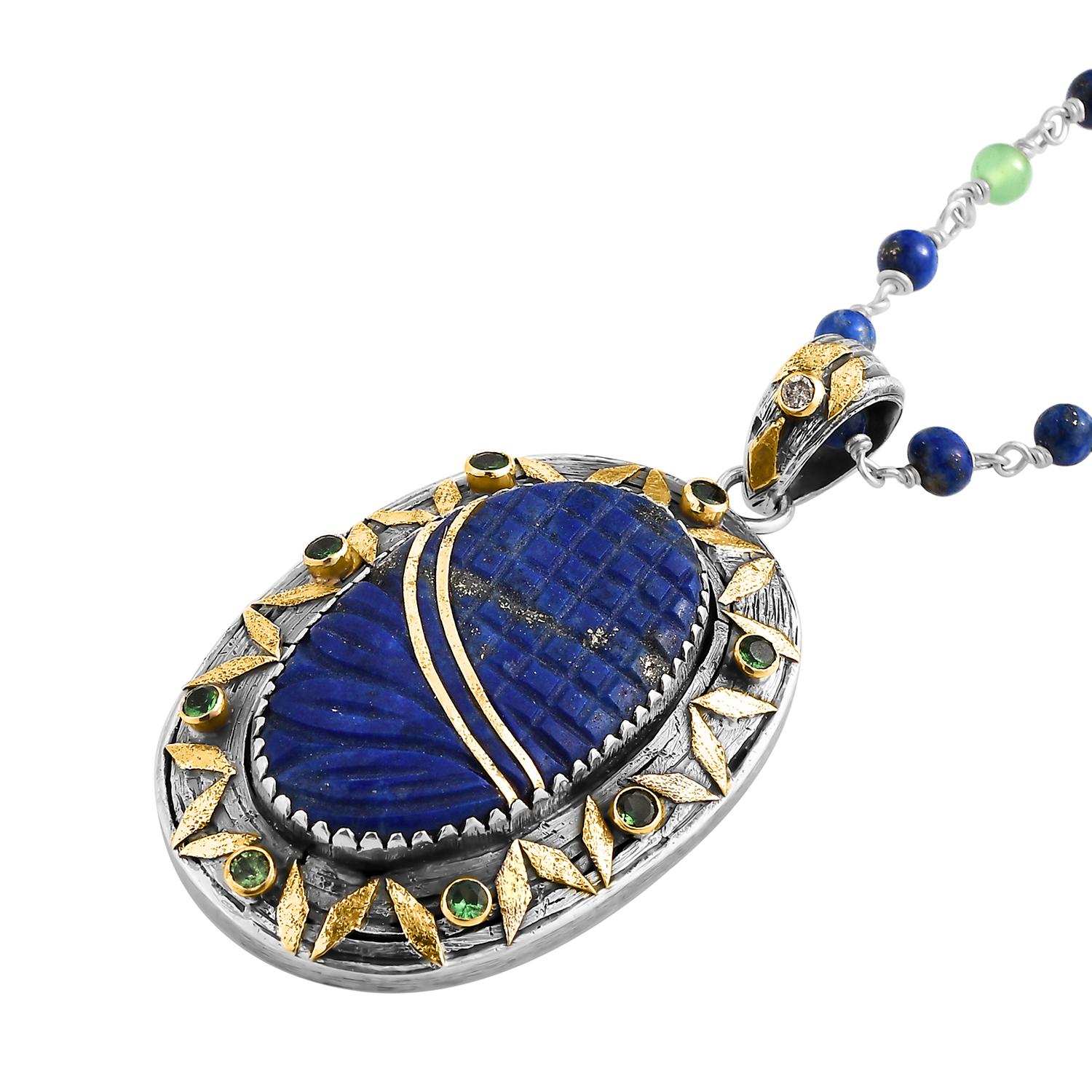 Contemporaneo Ciondolo in Lapislazzuli e Tsavorite con Diamante in vendita