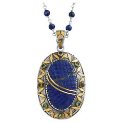 Ciondolo in Lapislazzuli e Tsavorite con Diamante