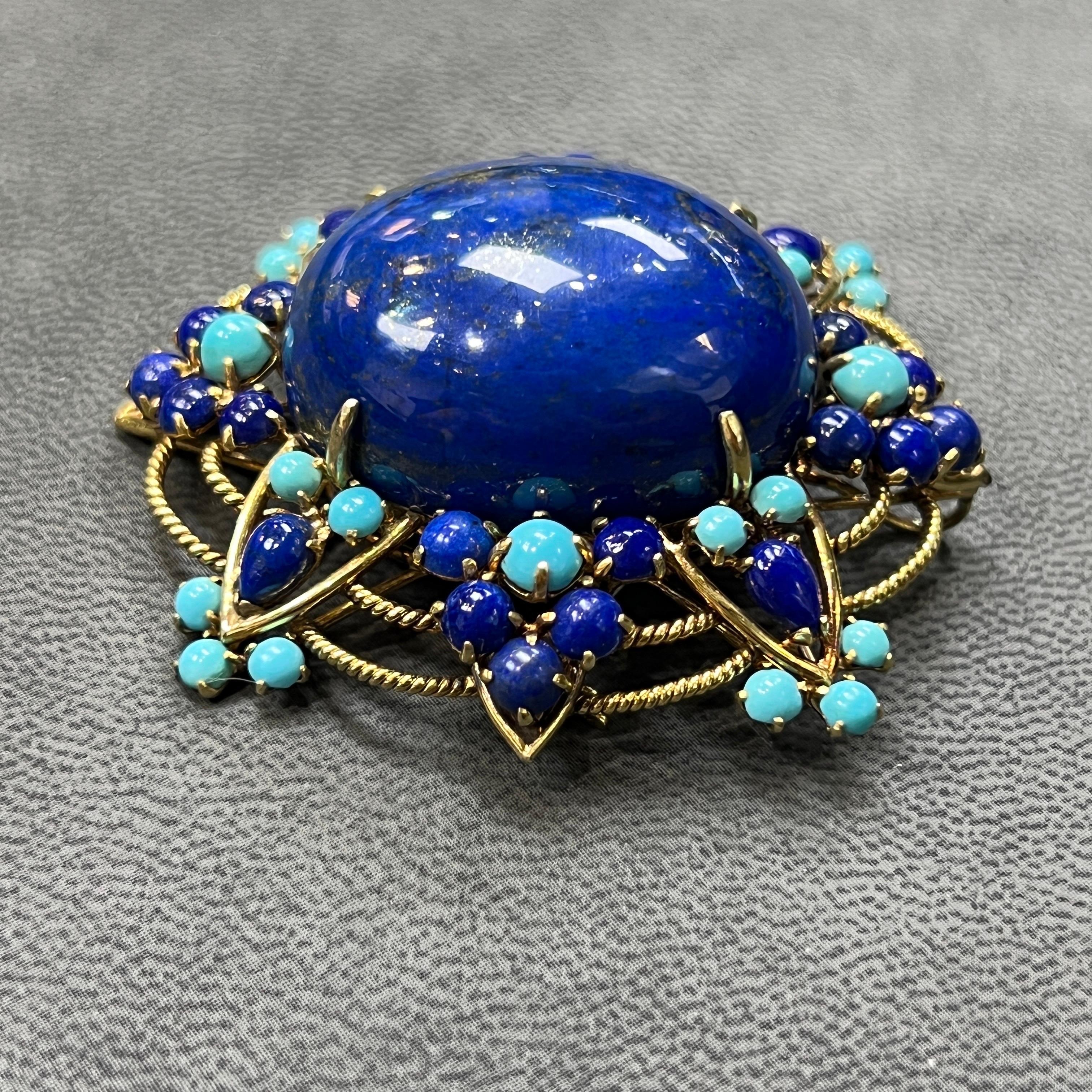 De las mujeres Broche Flor de lapislázuli y turquesa en venta