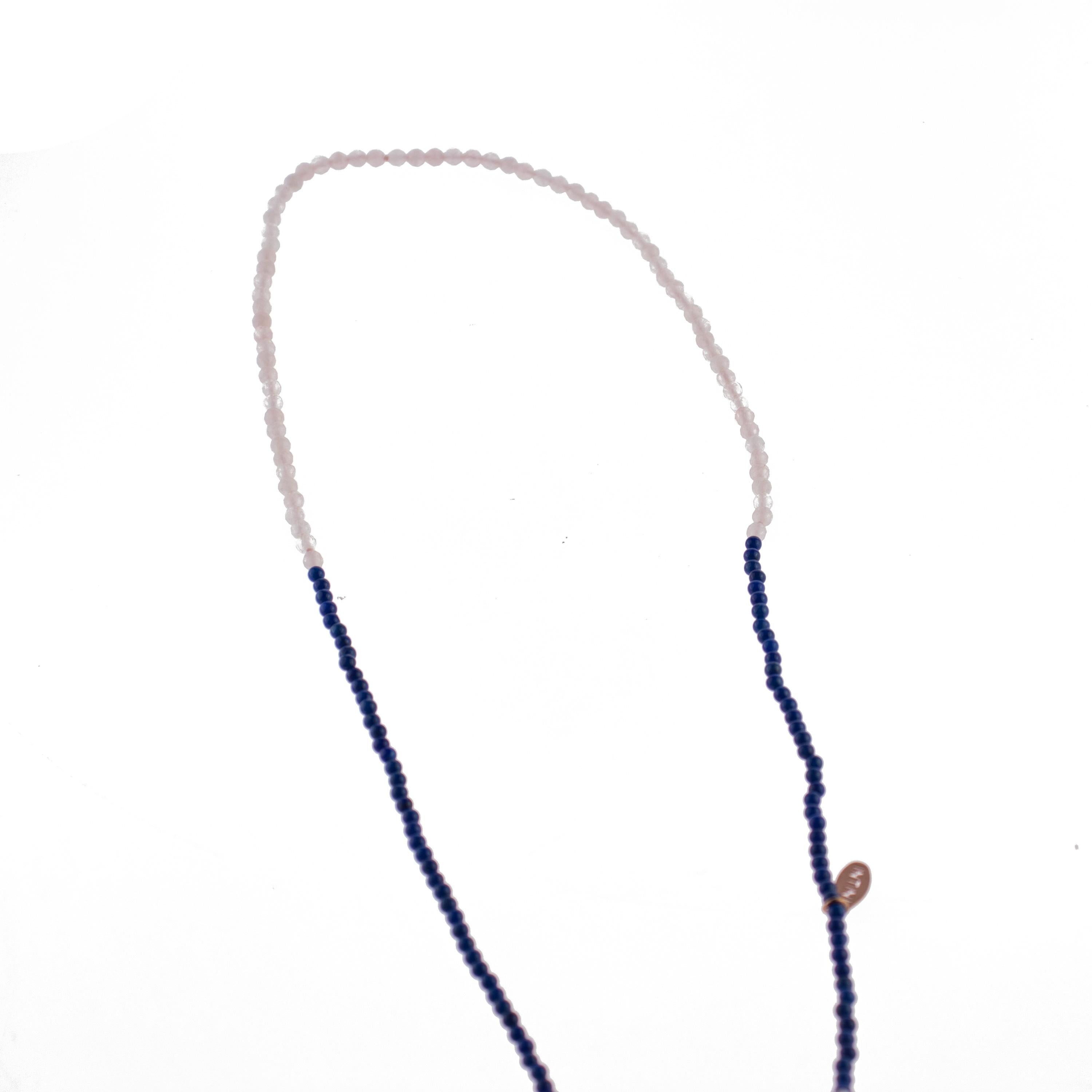 Lapis Lazuli Turquoise Quartz Rock Crystal Bead String Face Mask Holder Necklace For Sale 1
