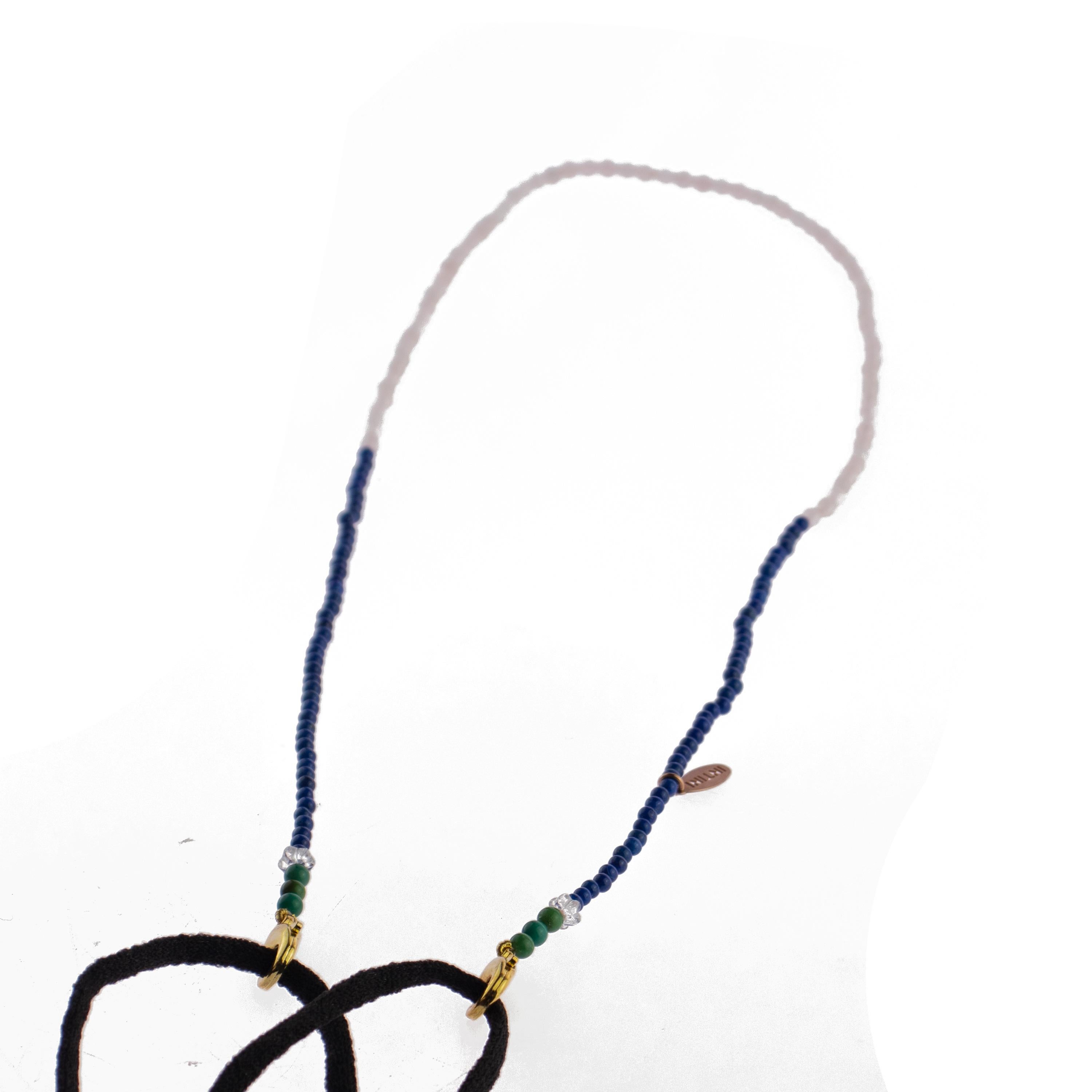 Lapis Lazuli Turquoise Quartz Rock Crystal Bead String Face Mask Holder Necklace For Sale 2