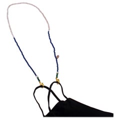 Lapis Lazuli Turquoise Quartz Rock Crystal Bead String Face Mask Holder Necklace
