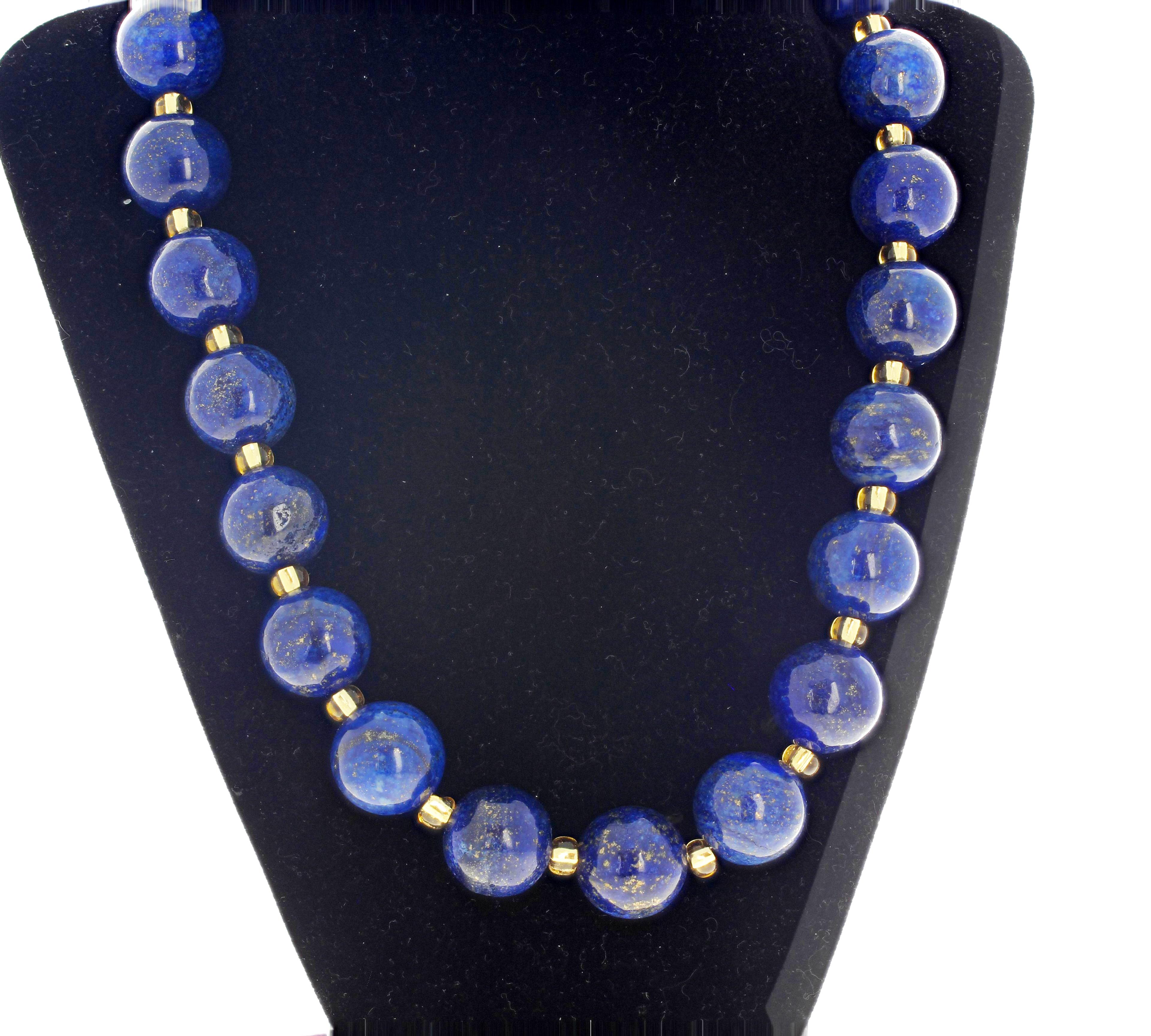 Taille ronde AJD Collier long unique fait à la main en lapis-lazuli de 49,5 cm de long