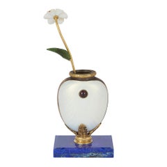Lapis Lazuli, Vermeil, Enamel and Diamond Flower Model in the style of Fabergé