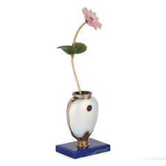 Lapis Lazuli, Vermeil, Enamel and Diamond Flower Model in the style of Fabergé