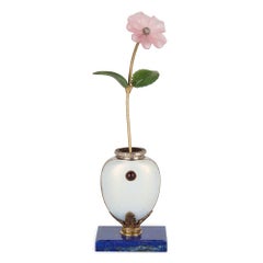 Lapis Lazuli, Vermeil, Enamel and Diamond Flower Model in the style of Fabergé