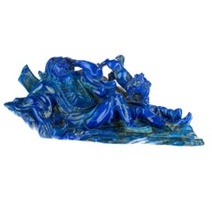 Lapis Lazuli Wayfarer Figurine Smile Monk Carved Artisanal Statue Sculpture