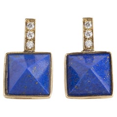 Rossella Ugolini Lapis Lazuli White Diamonds 18K Yellow Gold Stud Earrings