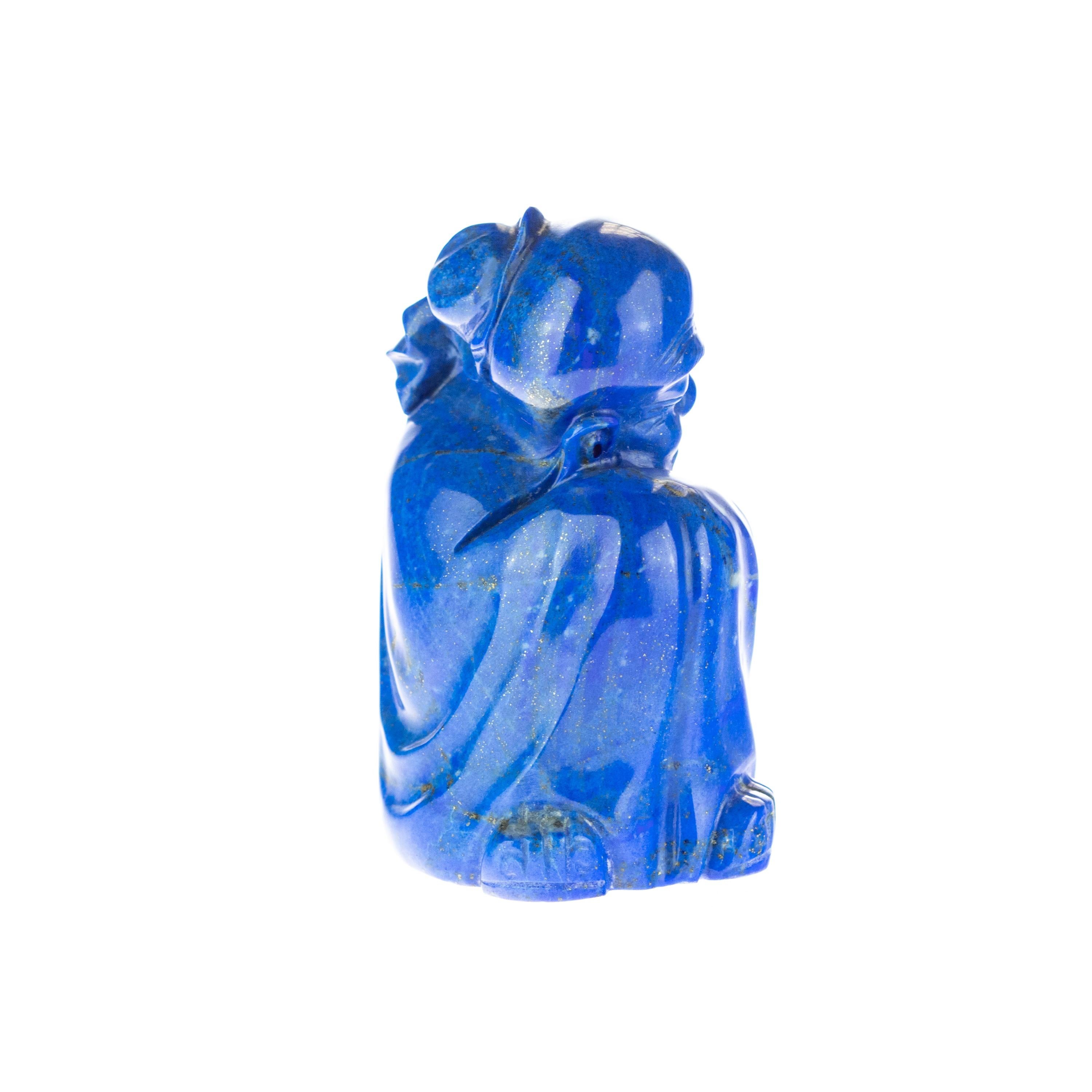 Hand-Carved Lapis Lazuli Wise Men Figurine Carved Human Culture Artisanal Statue Sculpture For Sale