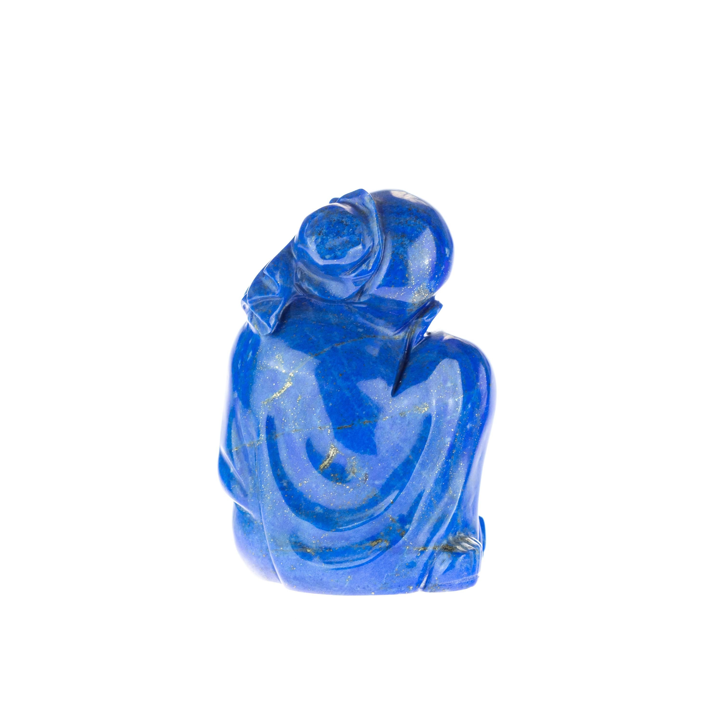 Late 20th Century Lapis Lazuli Wise Men Figurine Carved Human Culture Artisanal Statue Sculpture For Sale