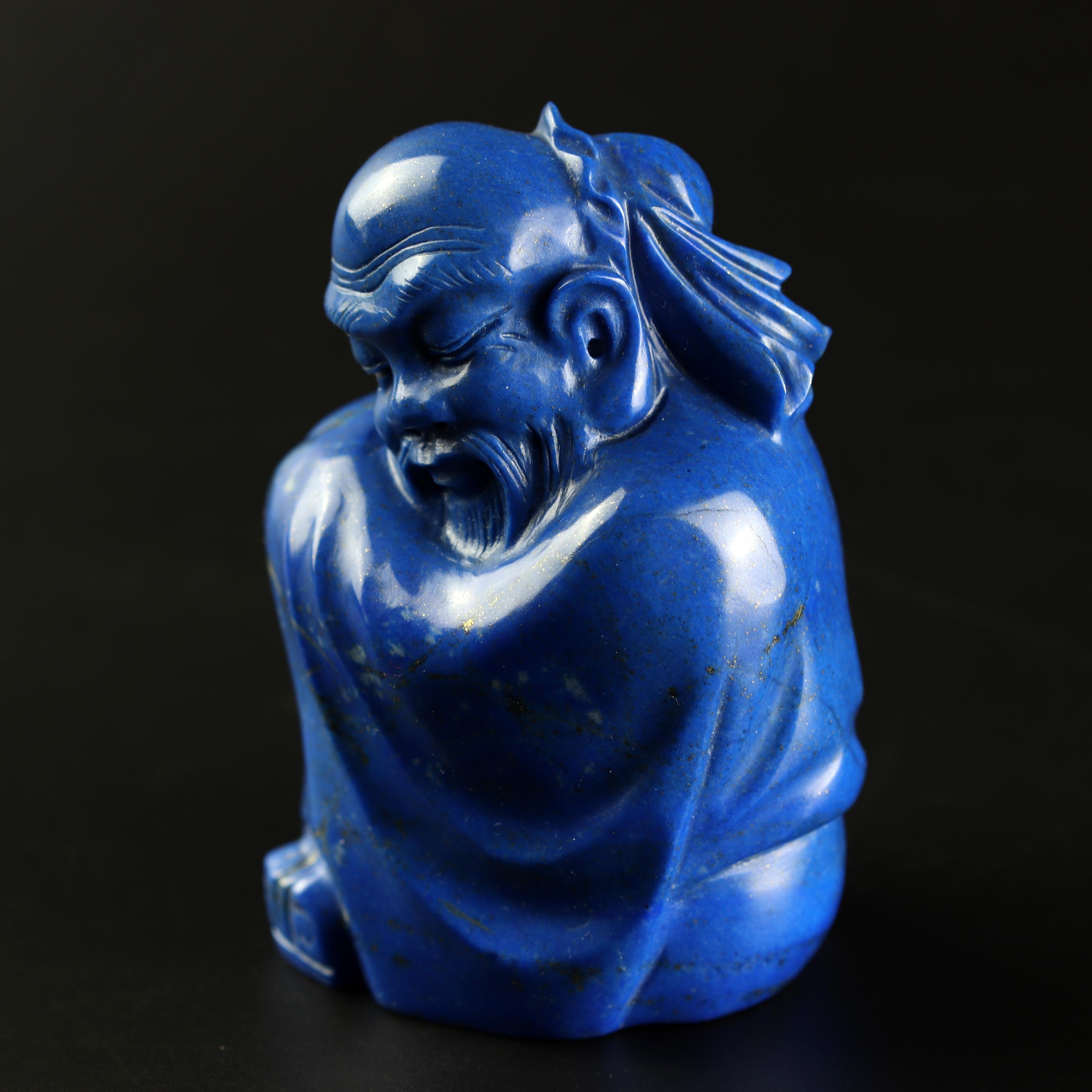 Lapis Lazuli Wise Men Figurine Carved Human Culture Artisanal Statue Sculpture For Sale 1