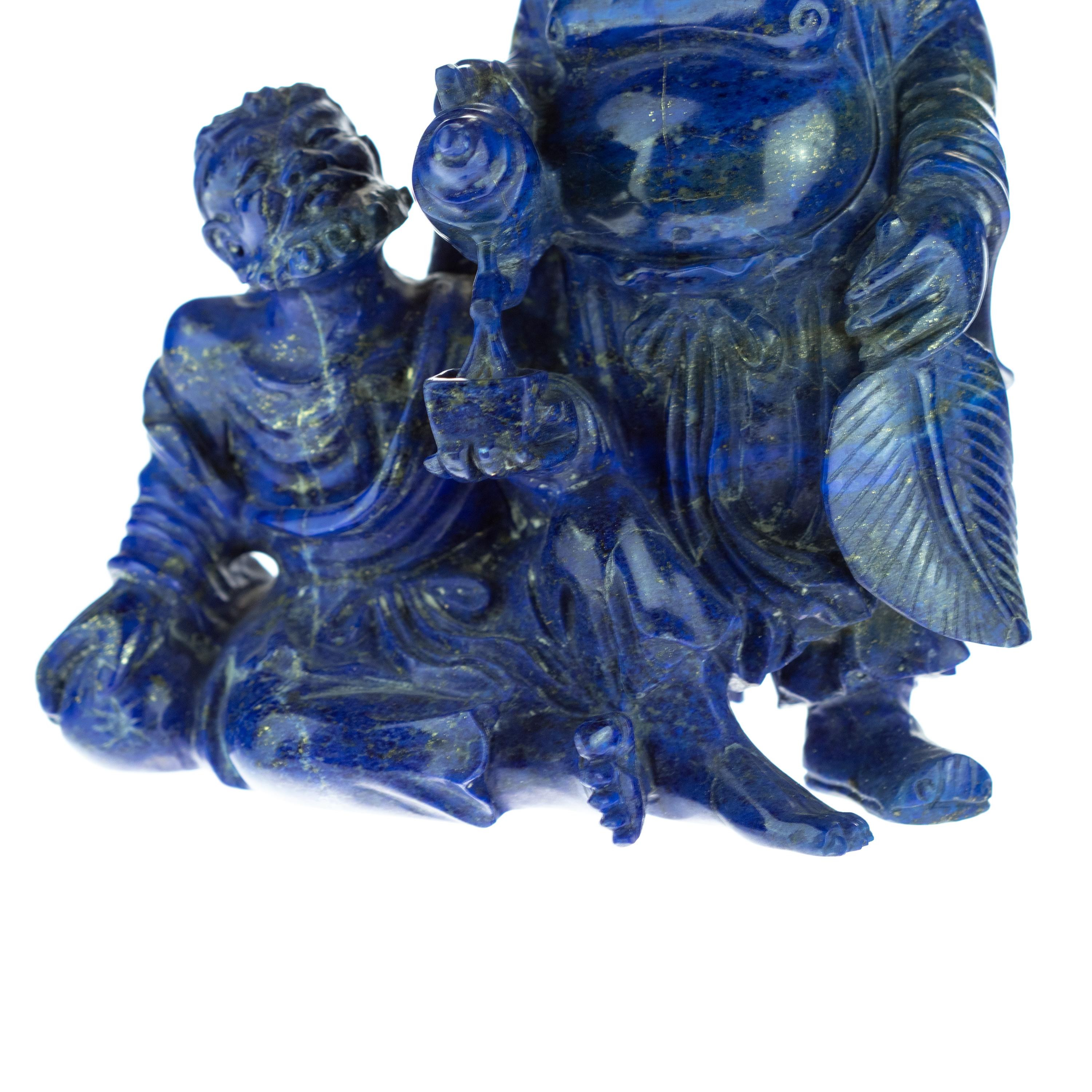Lapis Lazuli Wise Men Figurine Carved Man Artisanal Statue Handmade Sculpture For Sale 4