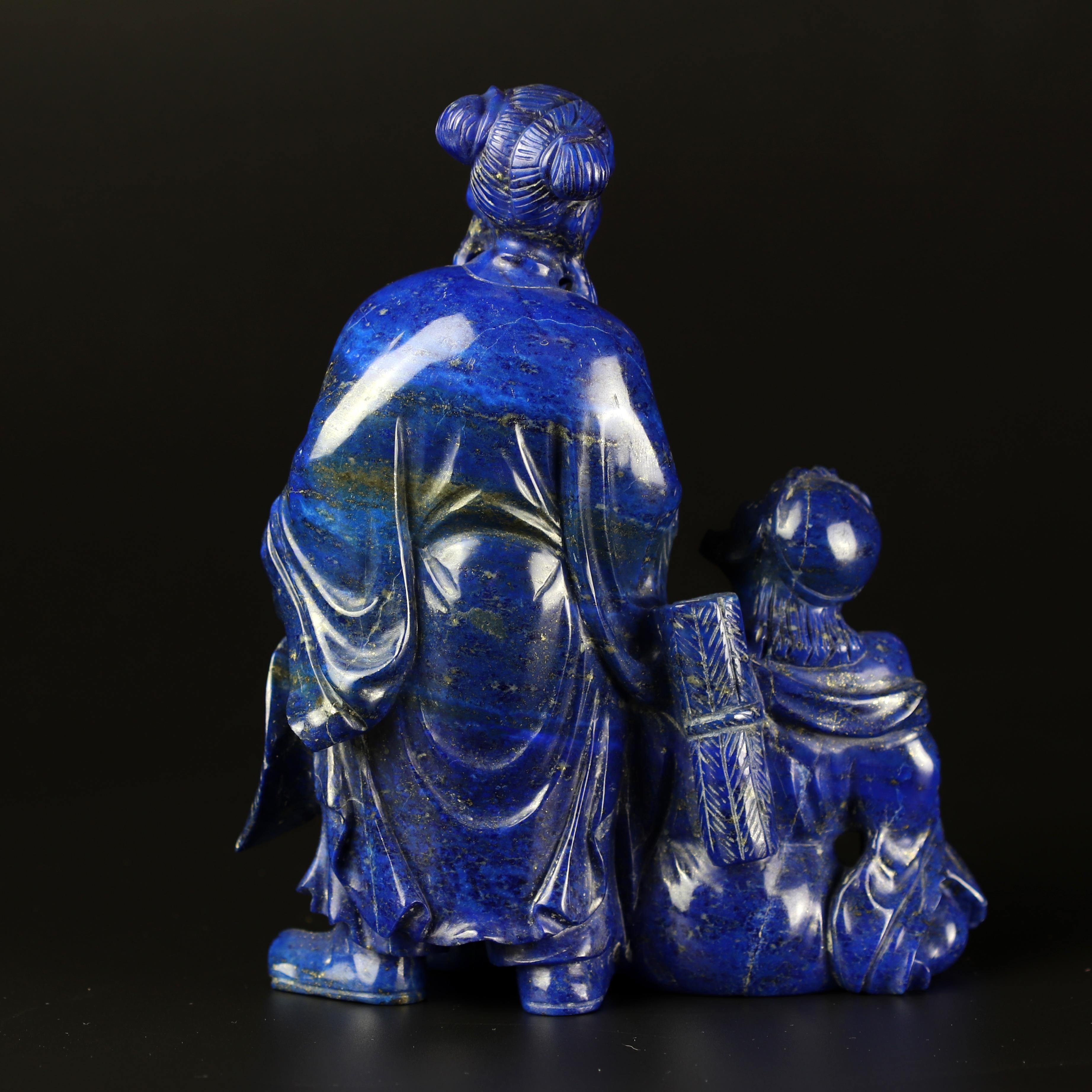 Lapis Lazuli Wise Men Figurine Carved Man Artisanal Statue Handmade Sculpture For Sale 1