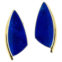 Vintage Lapis Lazuli Yellow Gold Earrings