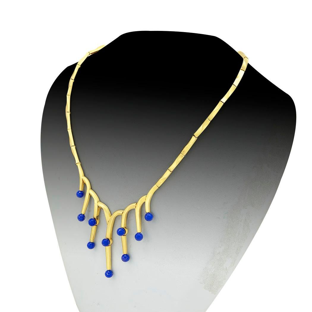 Modern Lapis Lazuli Yellow Gold Necklace