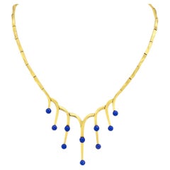 Vintage Lapis Lazuli Yellow Gold Necklace