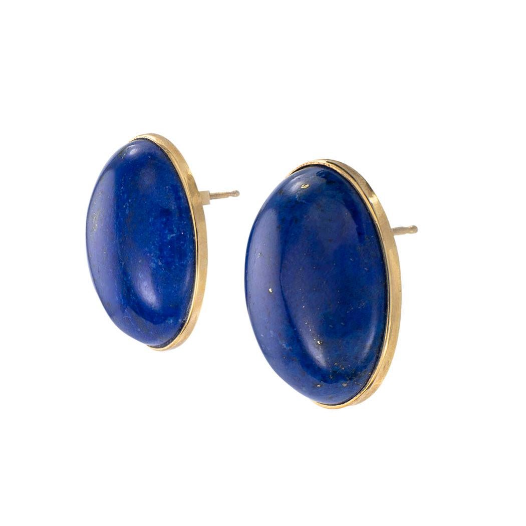 Contemporary Lapis Lazuli Yellow Gold Stud Earrings