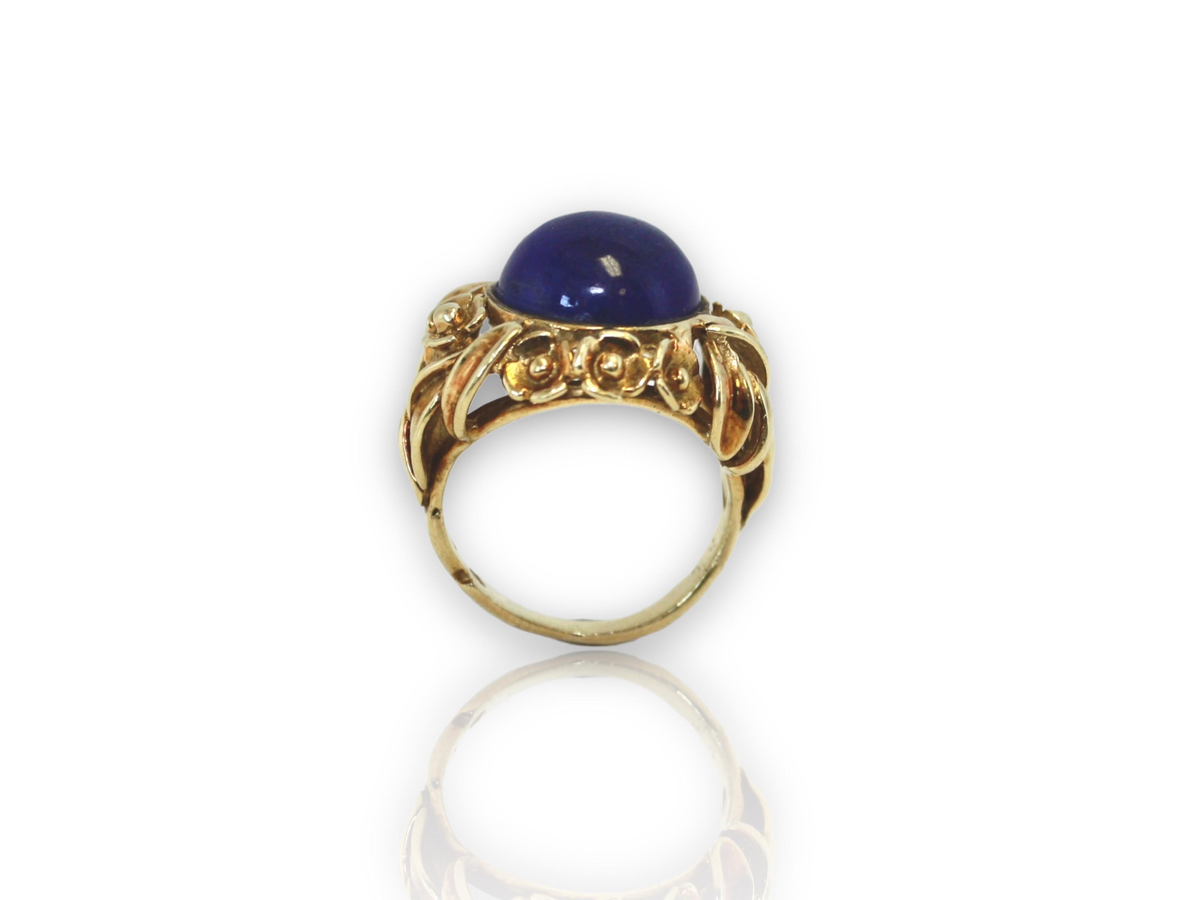 Lapis Luzila Cocktail Ring
18K Yellow Gold
Stamped 750
12mm Cabochon Cut