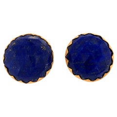Lapis Minimal Stud Earrings Made In 18k Yellow Gold