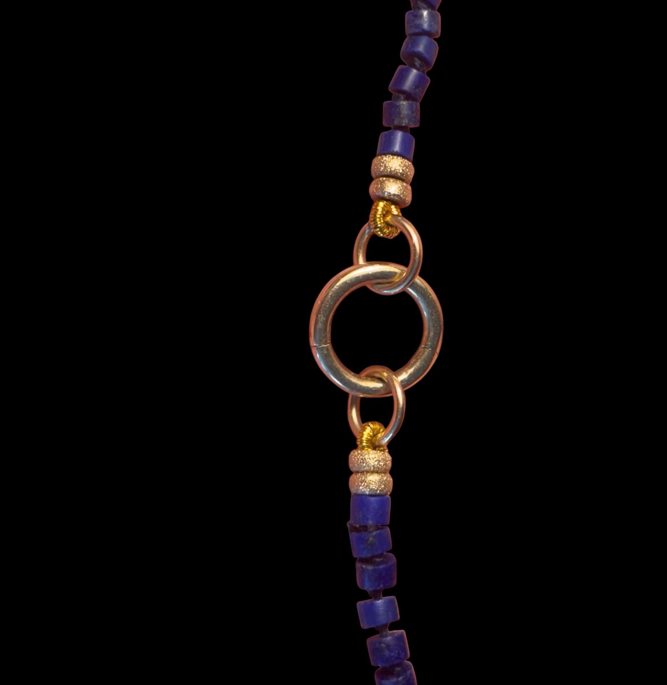 da uomo o donna COLLANA DI LAPIS con perline e charme in oro 14k in vendita