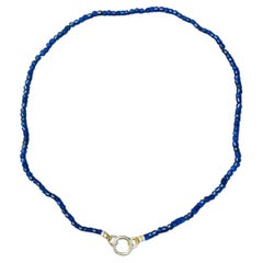 LAPIS NECKLACE with 14k gold BEADS & CHARM ENHANCER